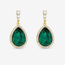 Jon Richard Gold Plated & Emerald Pear Drop Earrings