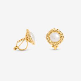 Jon Richard Gold Plated & Pearl Twisted Edge Clip Earrings