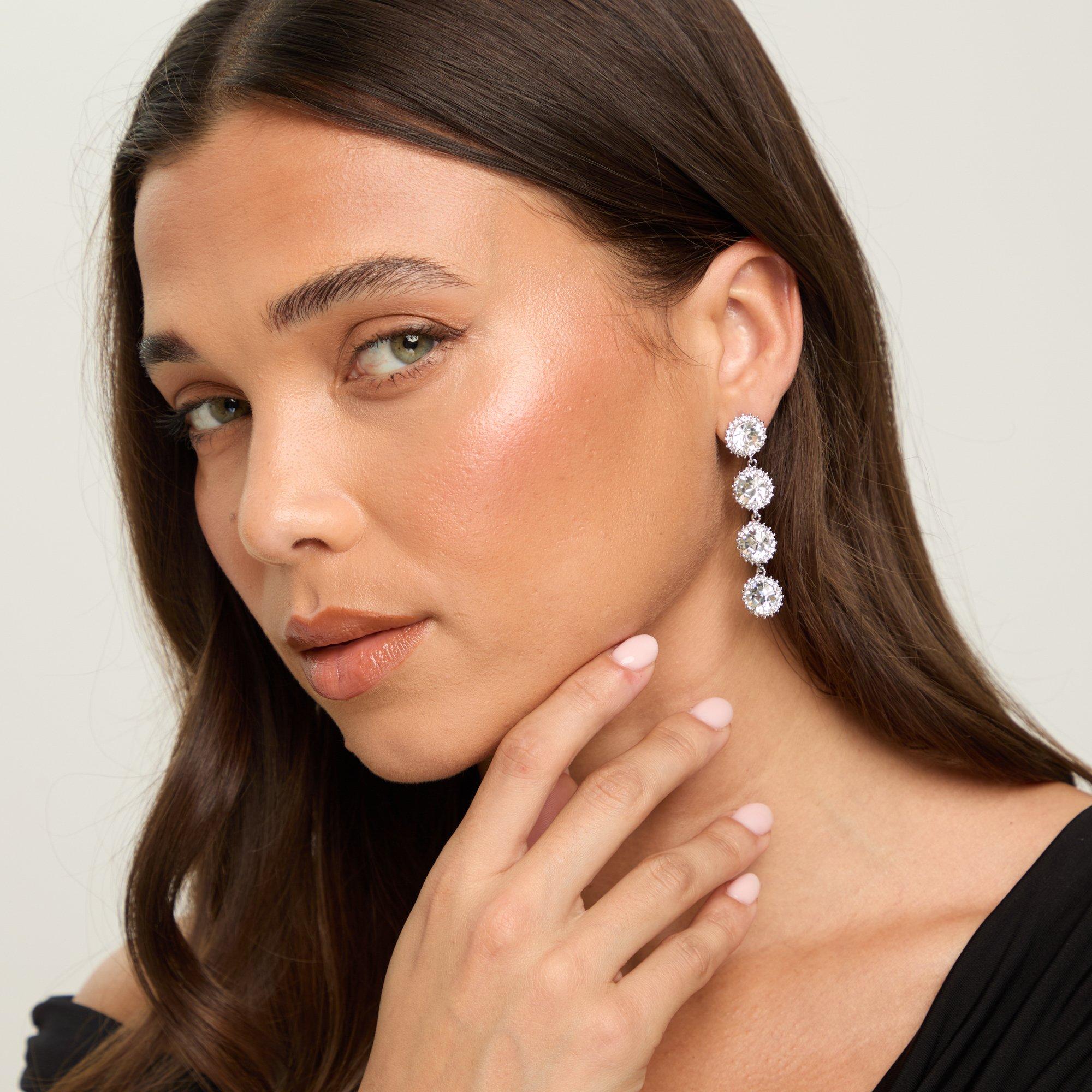 Silver - Jon Richard - Crystal Statement Drop Earring - 2