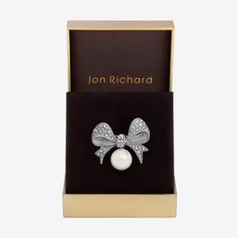 Jon Richard Silver Plated Crystal Bow Brooch - Gift Box
