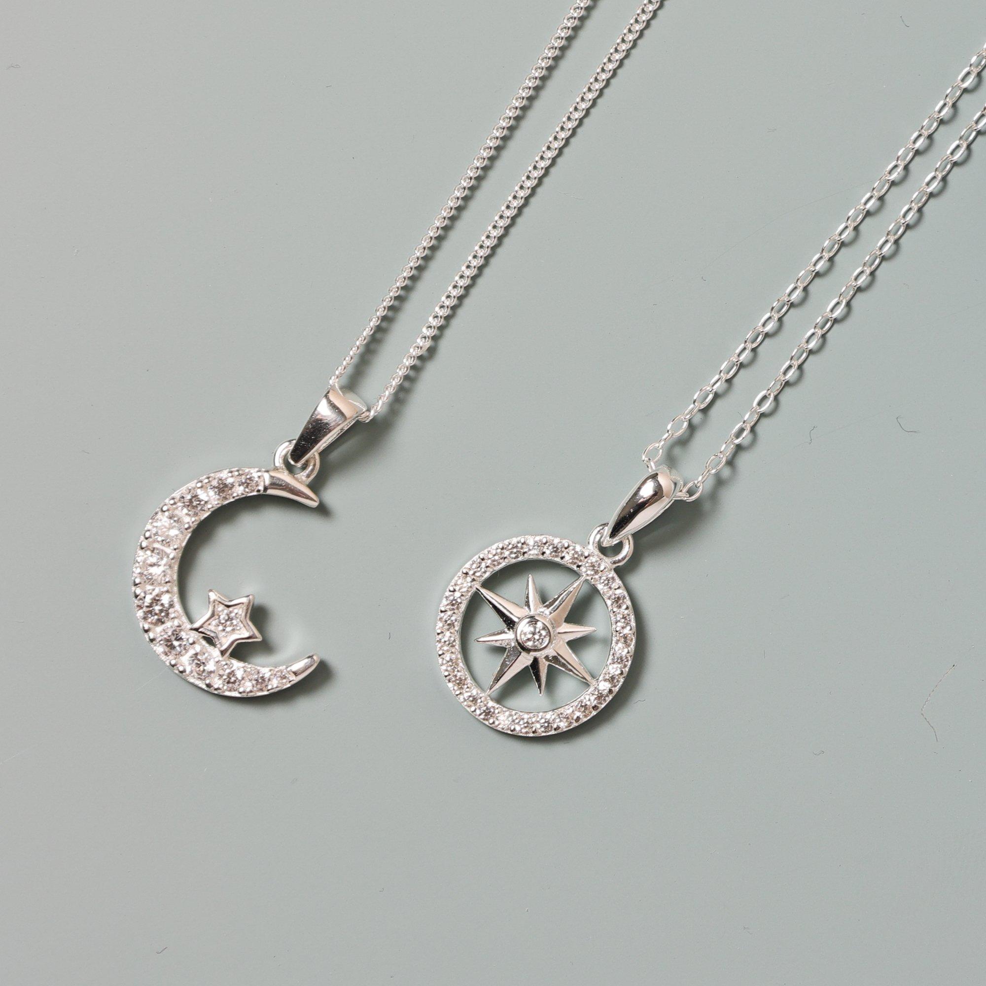 Silver - Simply Silver - Sterling Silver 925 CZ Pave Celestial Pendant - 3