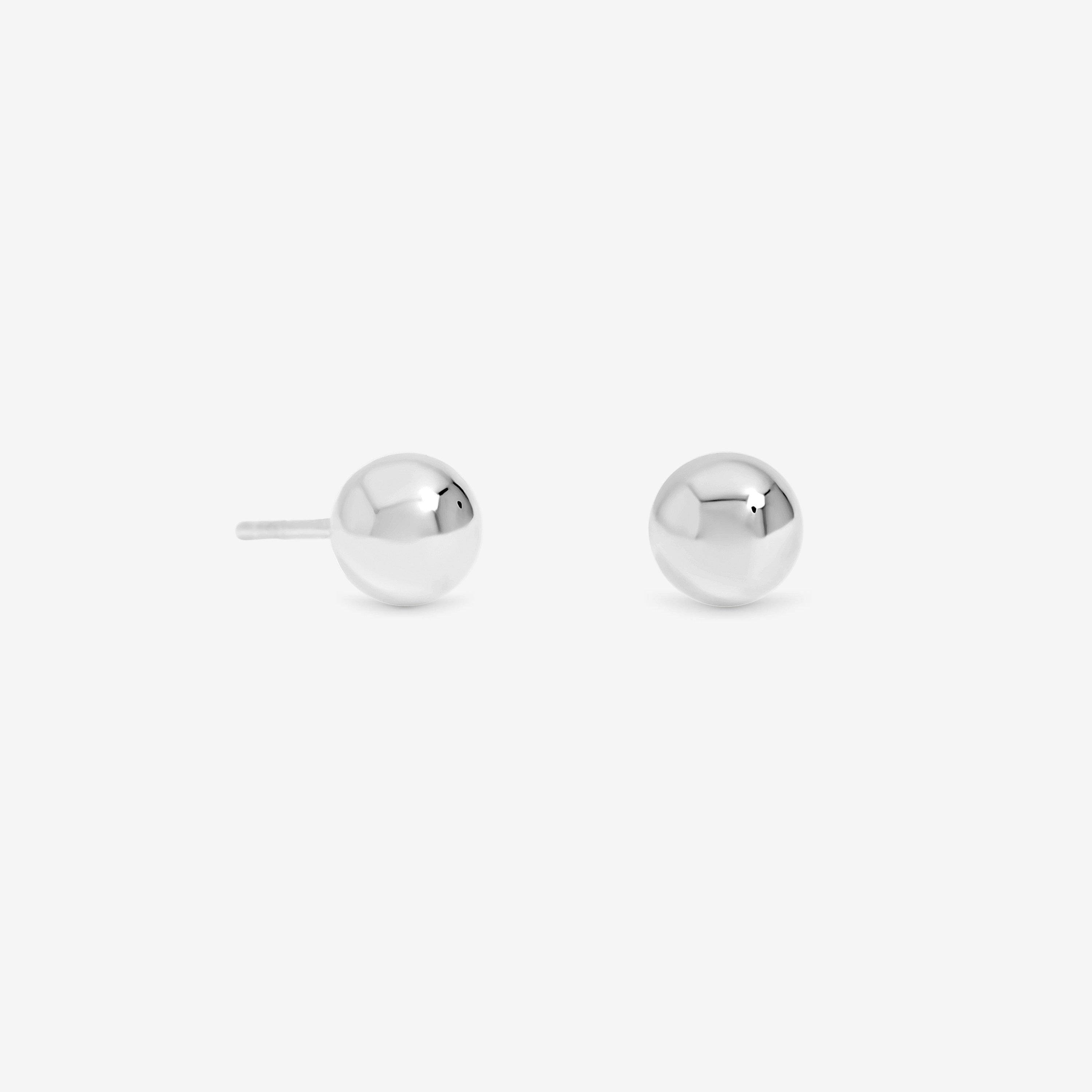 Simply Women's Sterling 925 Polished Ball Studs Silver