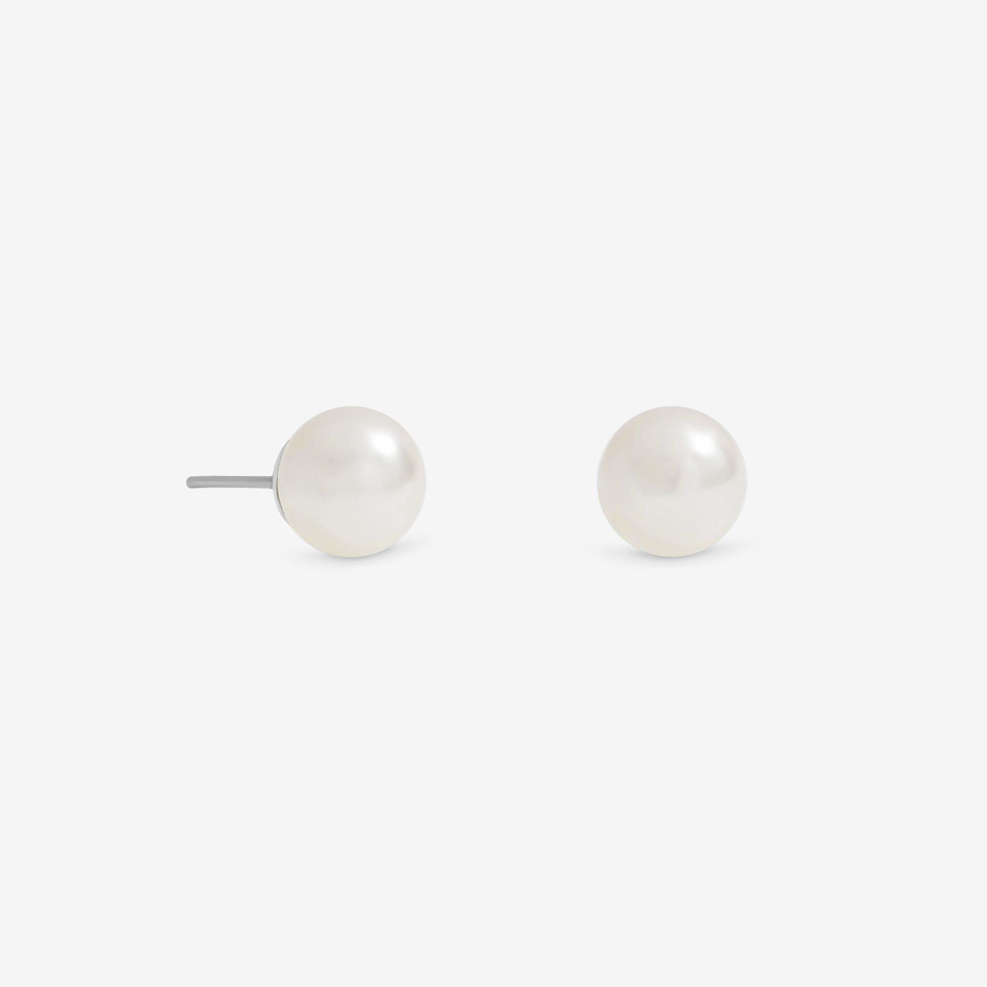 Silver - Jon Richard - Cream Small Pearl Earrings - 1