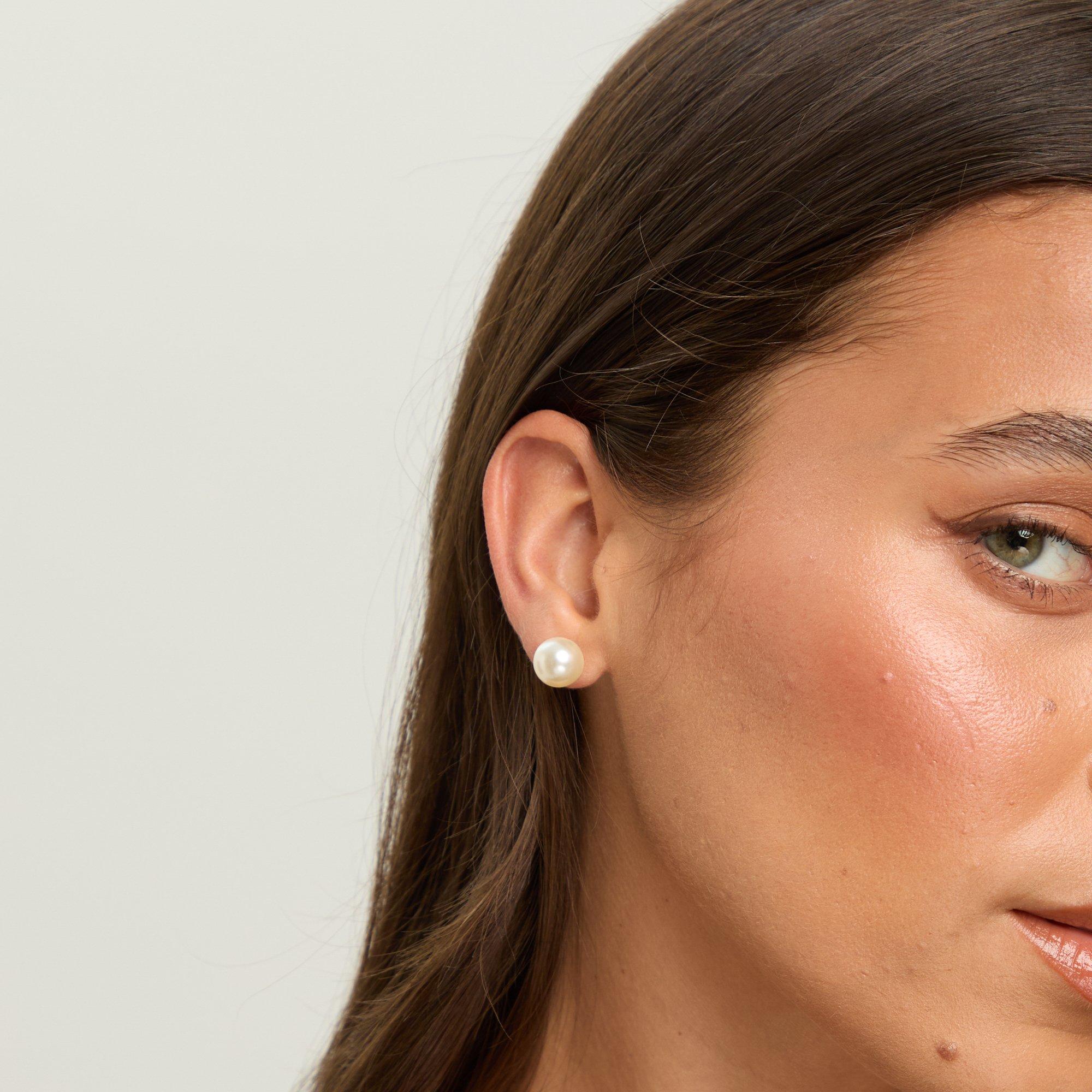 Silver - Jon Richard - Cream Small Pearl Earrings - 2