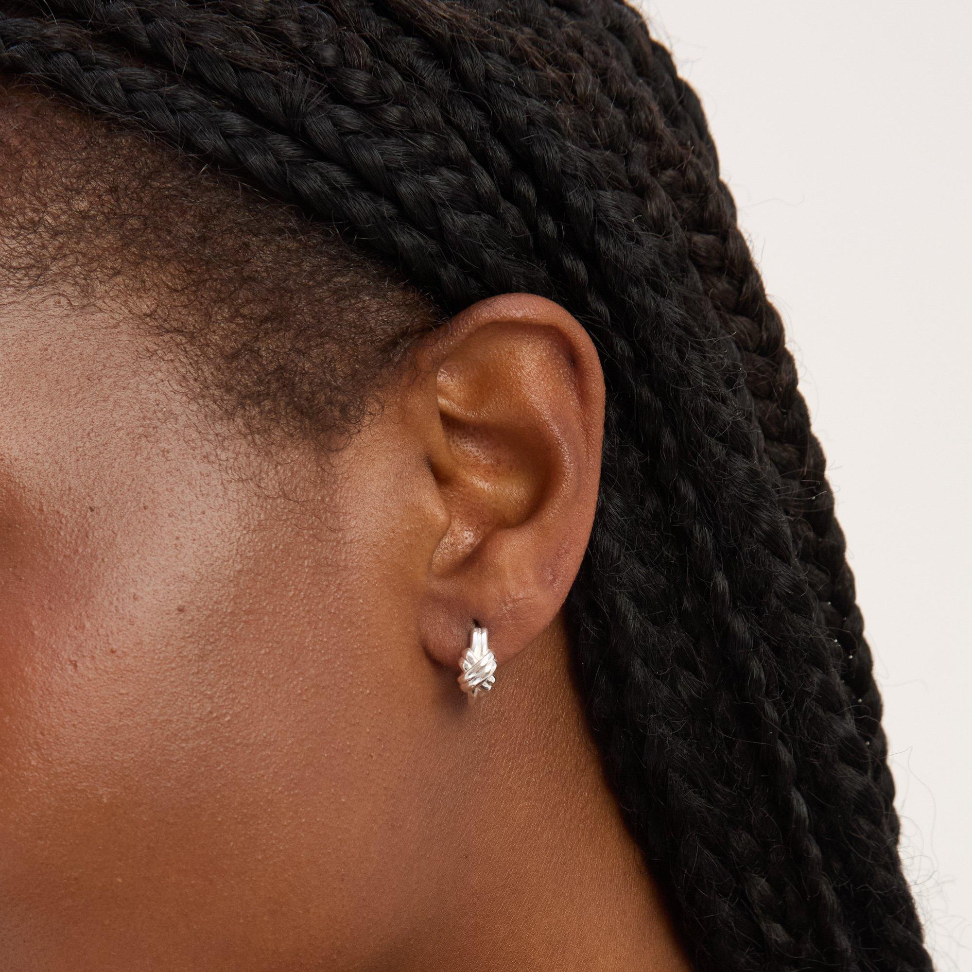 Silver - Simply Silver - Sterling Silver 925 Polished Knot Hoop Earrings - 2