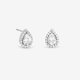 Jon Richard Rhodium Plated Pear Halo Studs