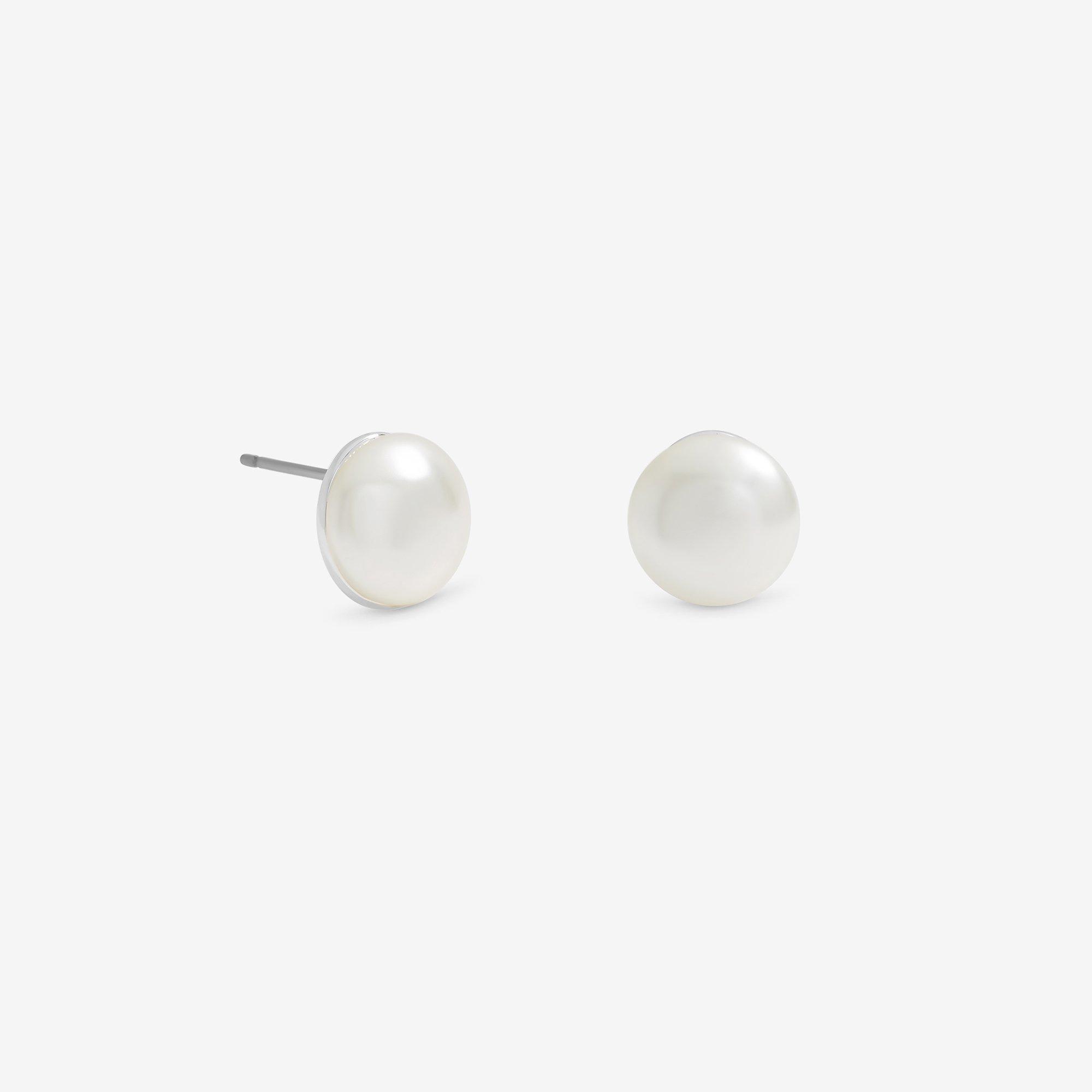 Silver - Jon Richard - Cream Small Bouton Pearl Earrings - 1