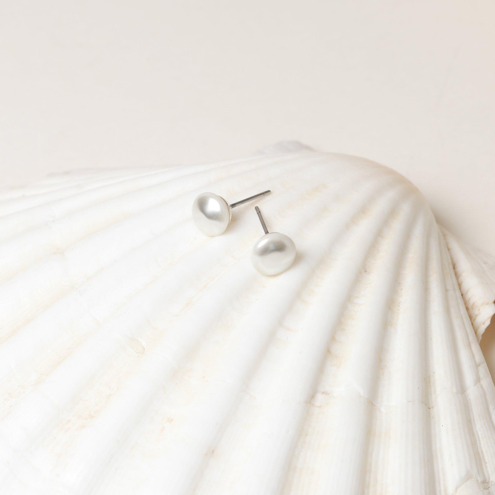 Silver - Jon Richard - Cream Small Bouton Pearl Earrings - 3