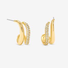 Jon Richard Gold Plated Pave Double Row Hoop Earrings