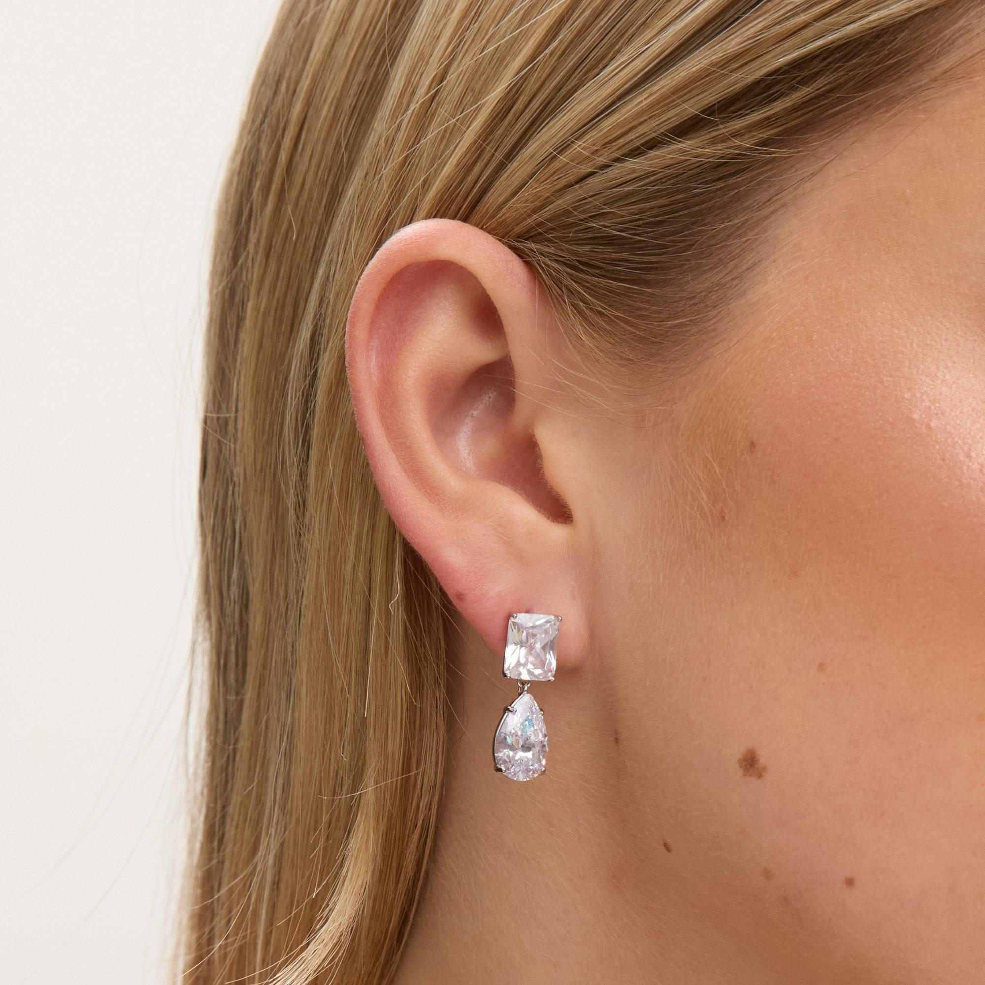 Silver - Jon Richard - Rhodium Plated Mixed Stone Drop Earrings - 2