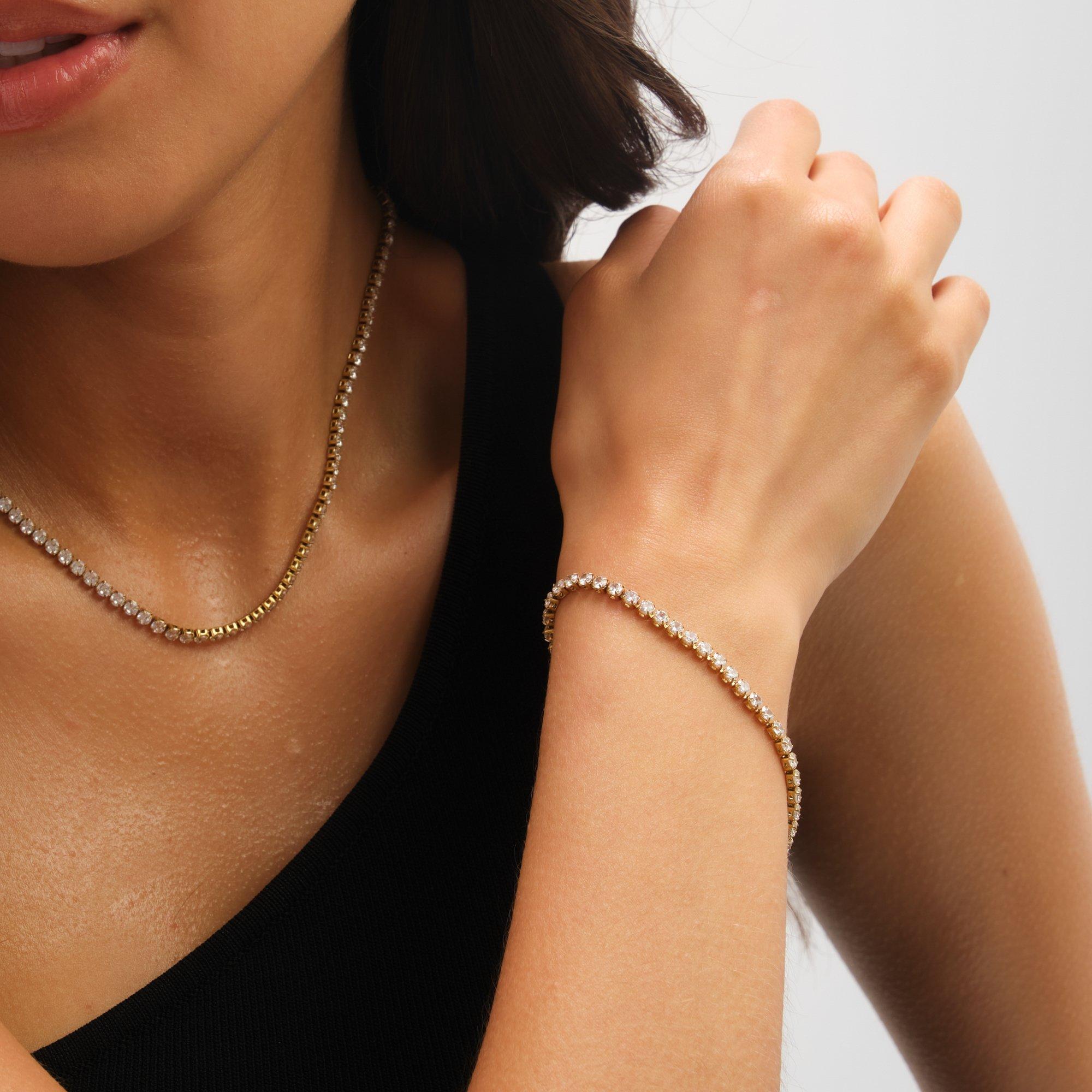 Gold - Jon Richard - Waterproof Gold Plated Tennis Bracelet - 2