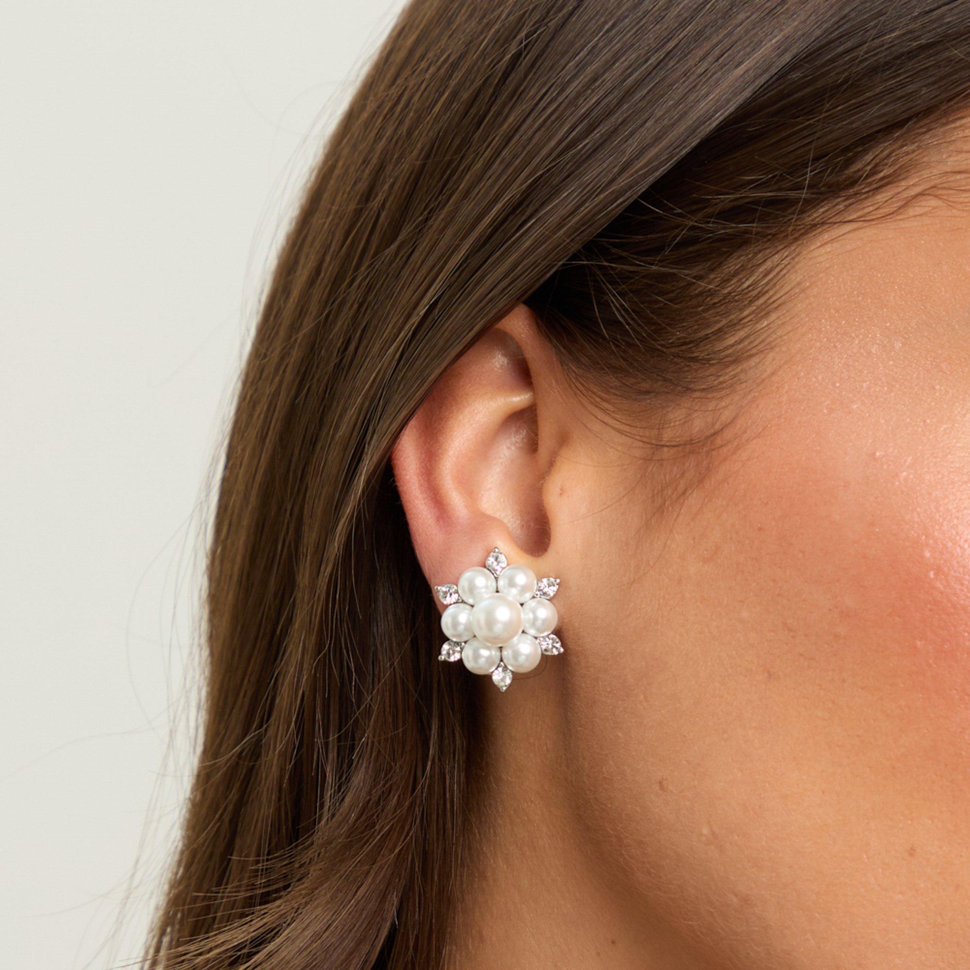 Silver - Jon Richard - Silver Plated Crystal Snowflake Clip Earrings - 2