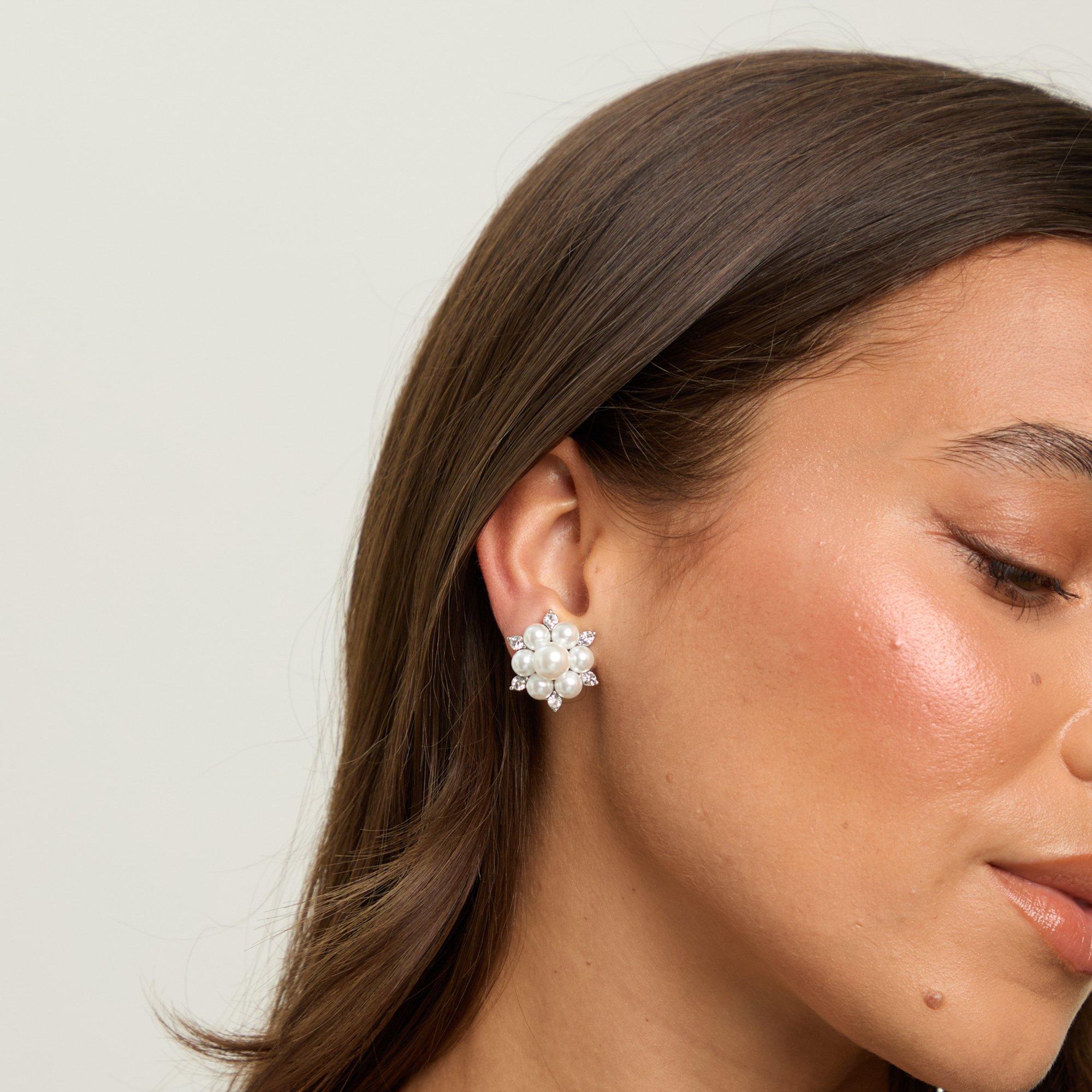 Silver - Jon Richard - Silver Plated Crystal Snowflake Clip Earrings - 3