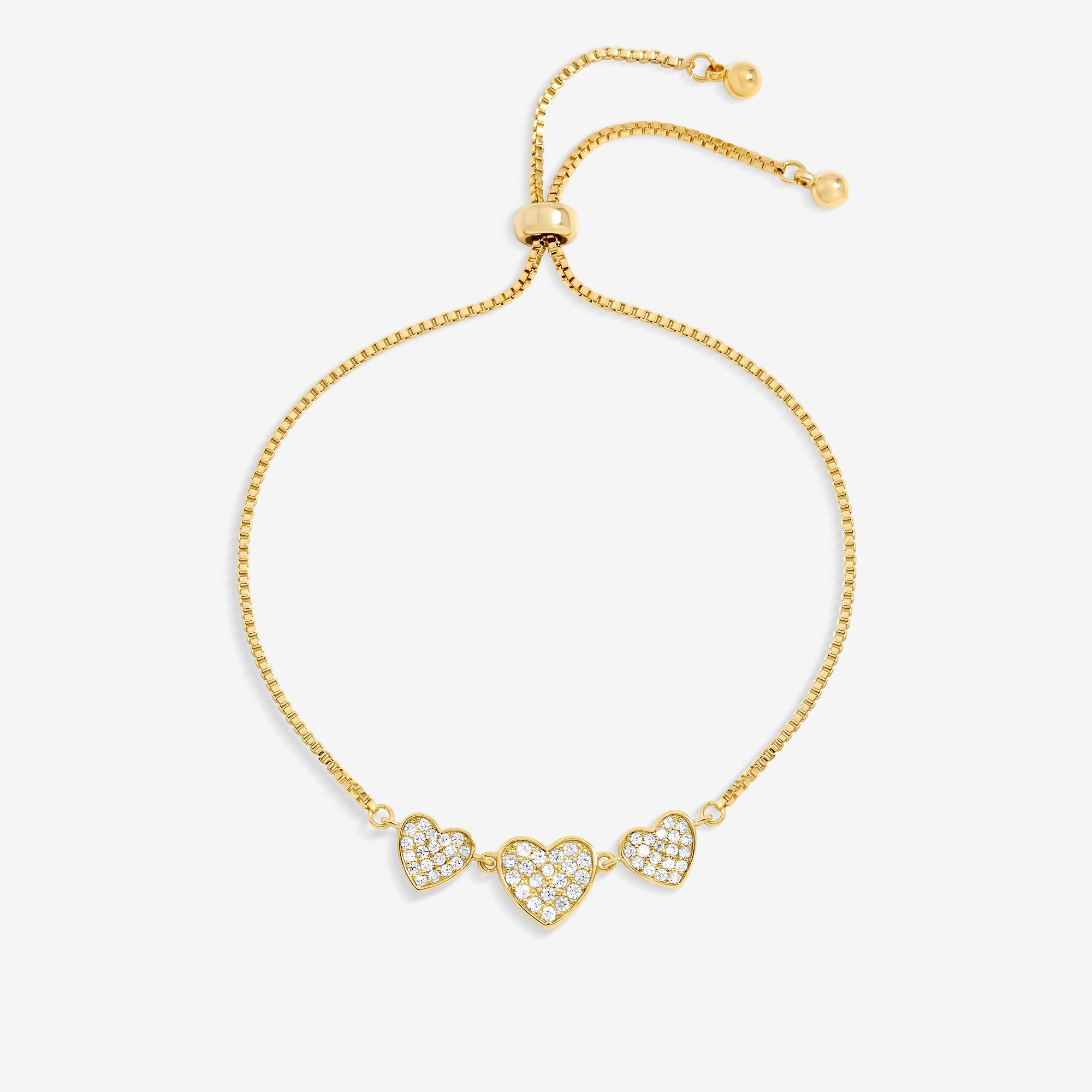 Gold - Jon Richard - 18K Gold Plated Micro Pave Heart Bracelet - 1