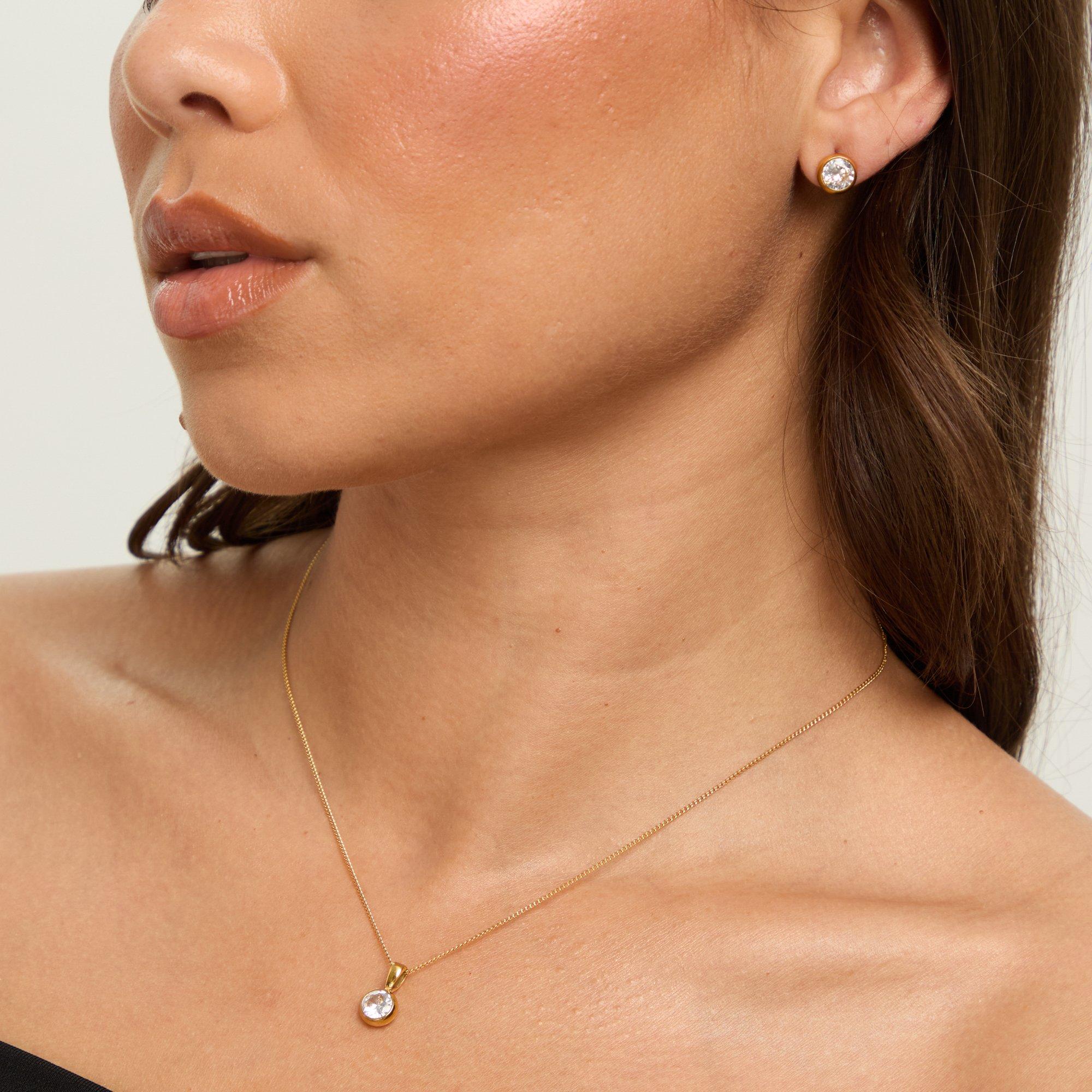 Gold - Jon Richard - Waterproof Gold Plated Crystal Besel Pendant - 2