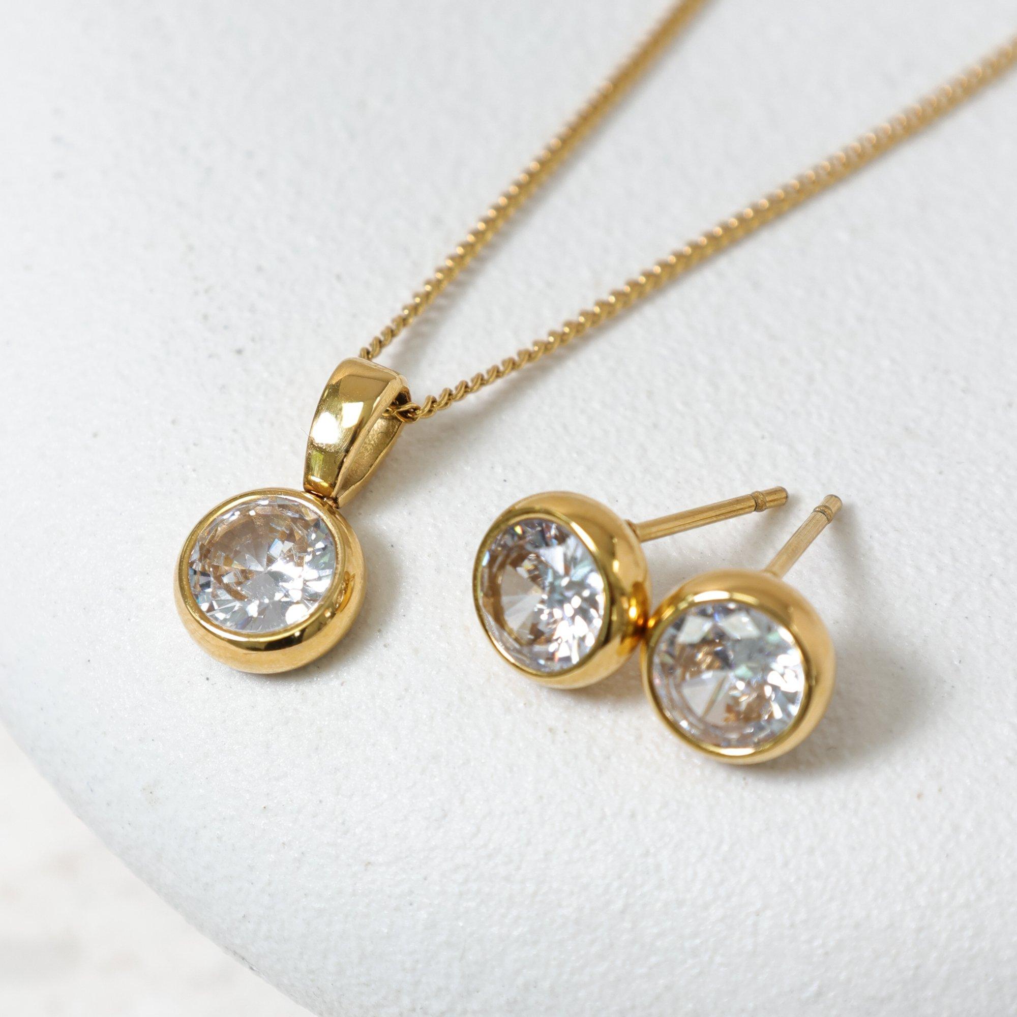 Gold - Jon Richard - Waterproof Gold Plated Crystal Besel Pendant - 3