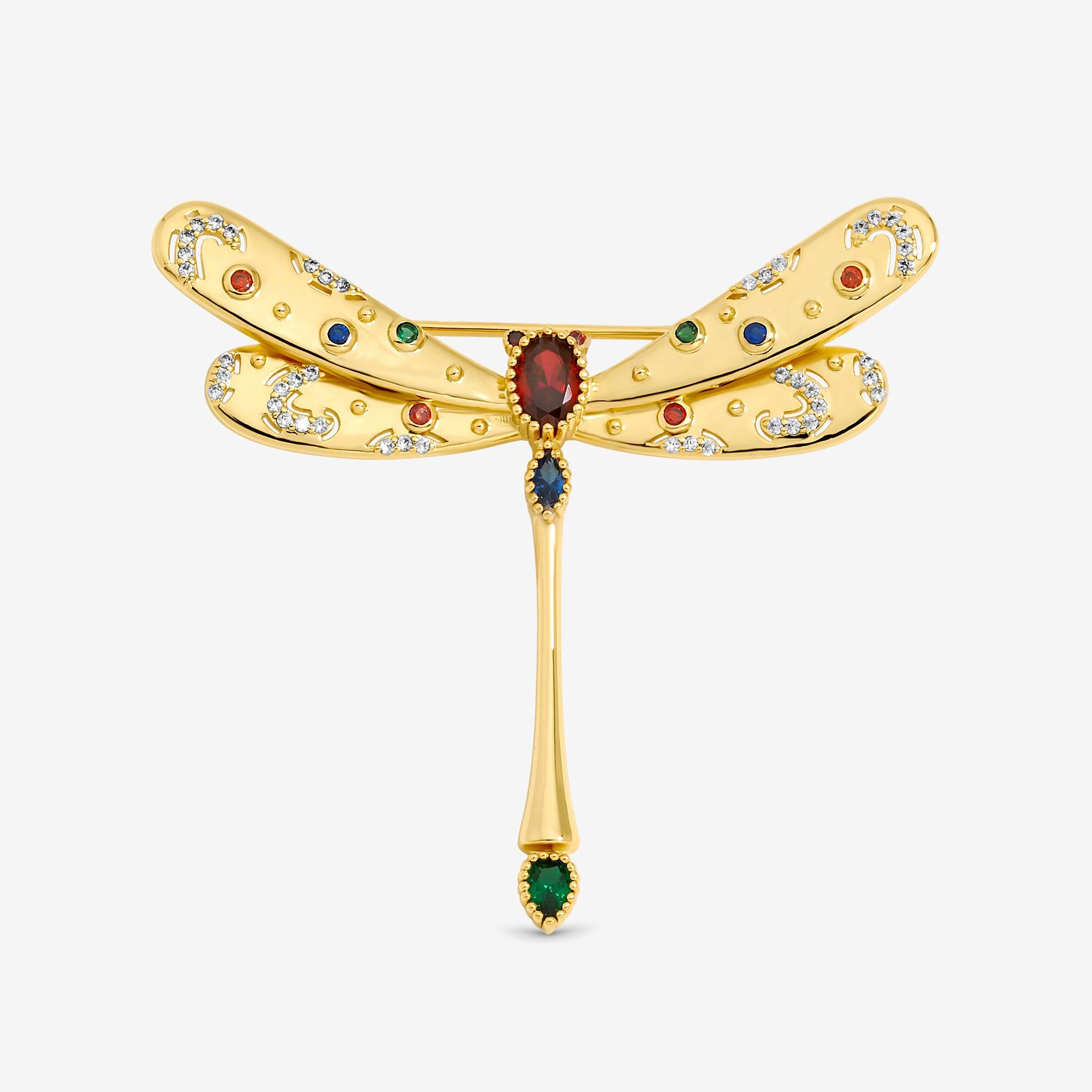Gold - Jon Richard - Gold Plated Crystal Dragonfly Brooch - Gift Box - 2