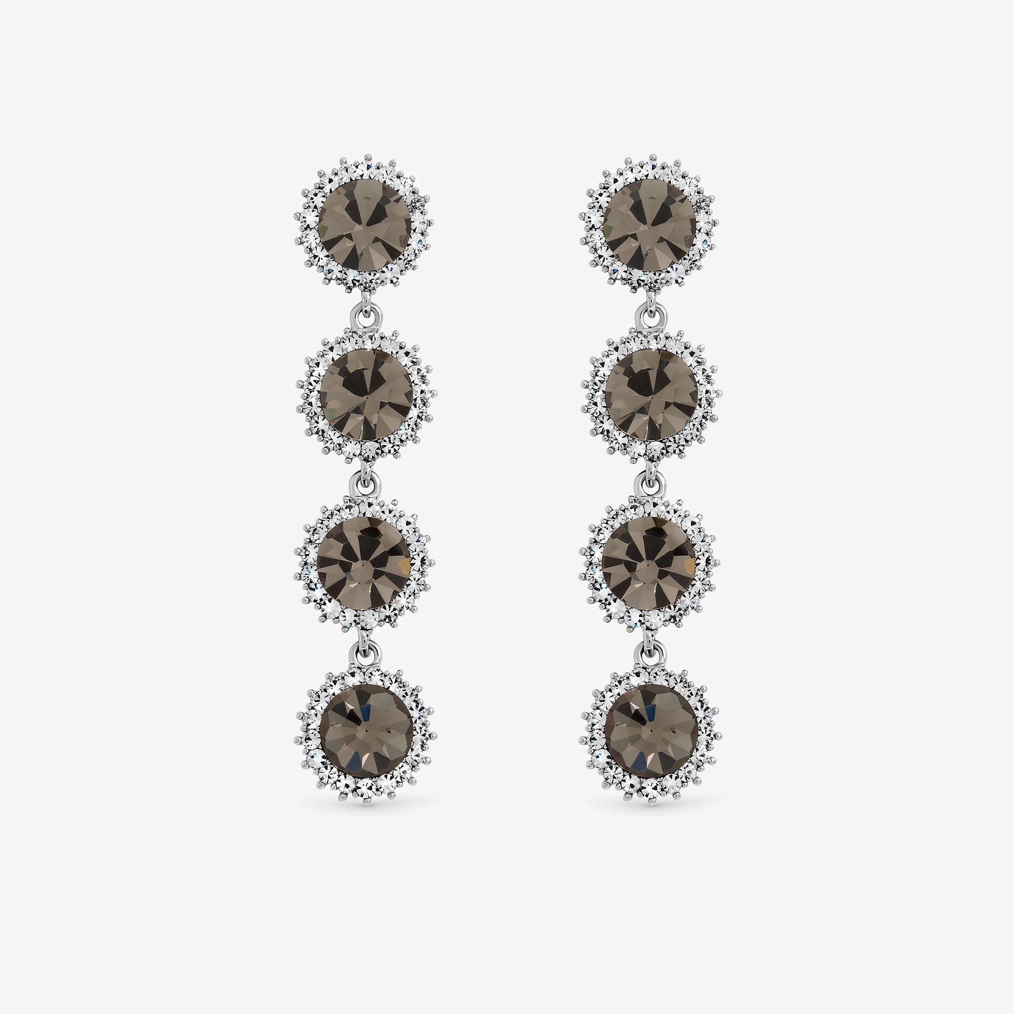 Silver - Jon Richard - Black Diamond Statement Drop Earrings - 1