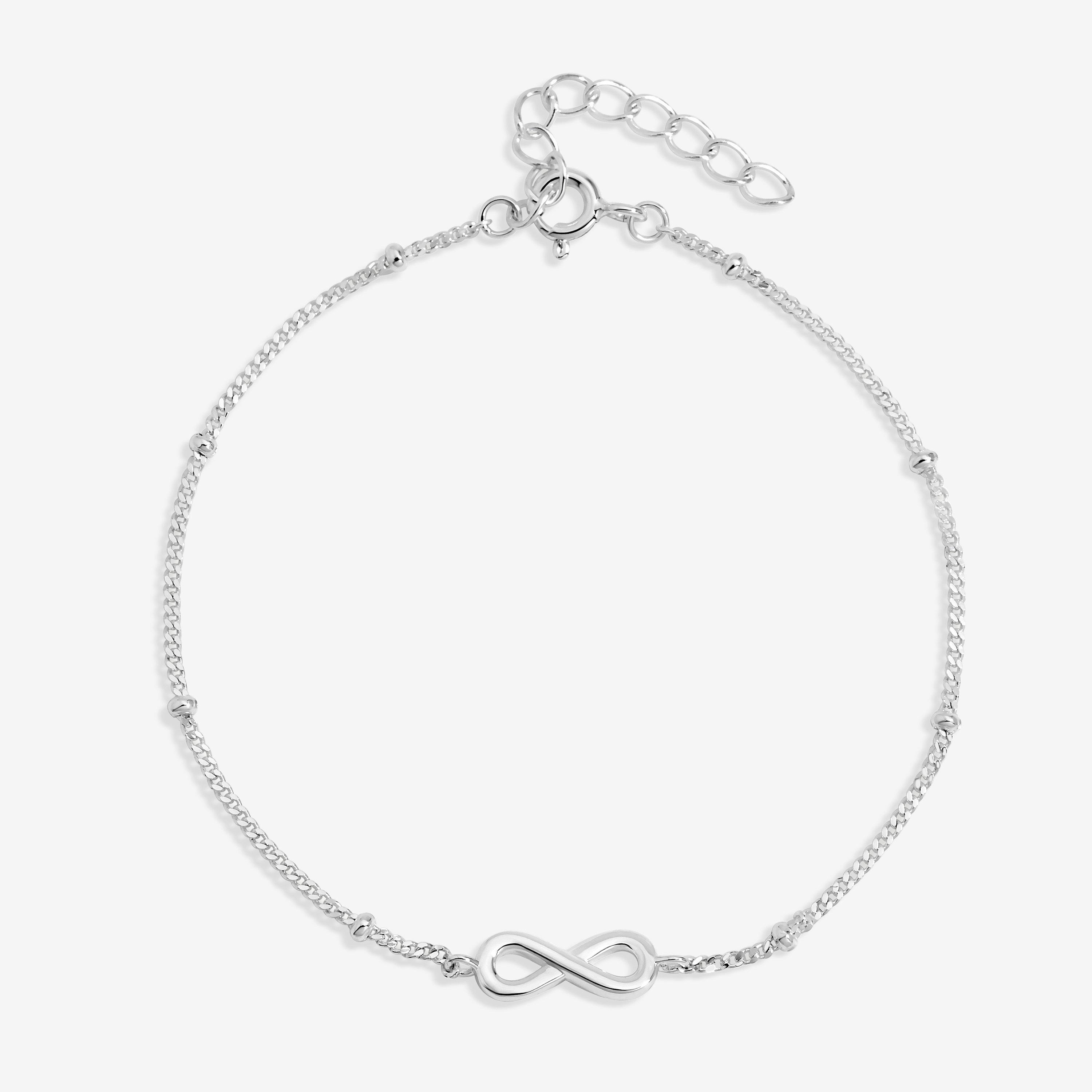 Simply Women's Sterling 925 Infinity Chain Bracelet Silver