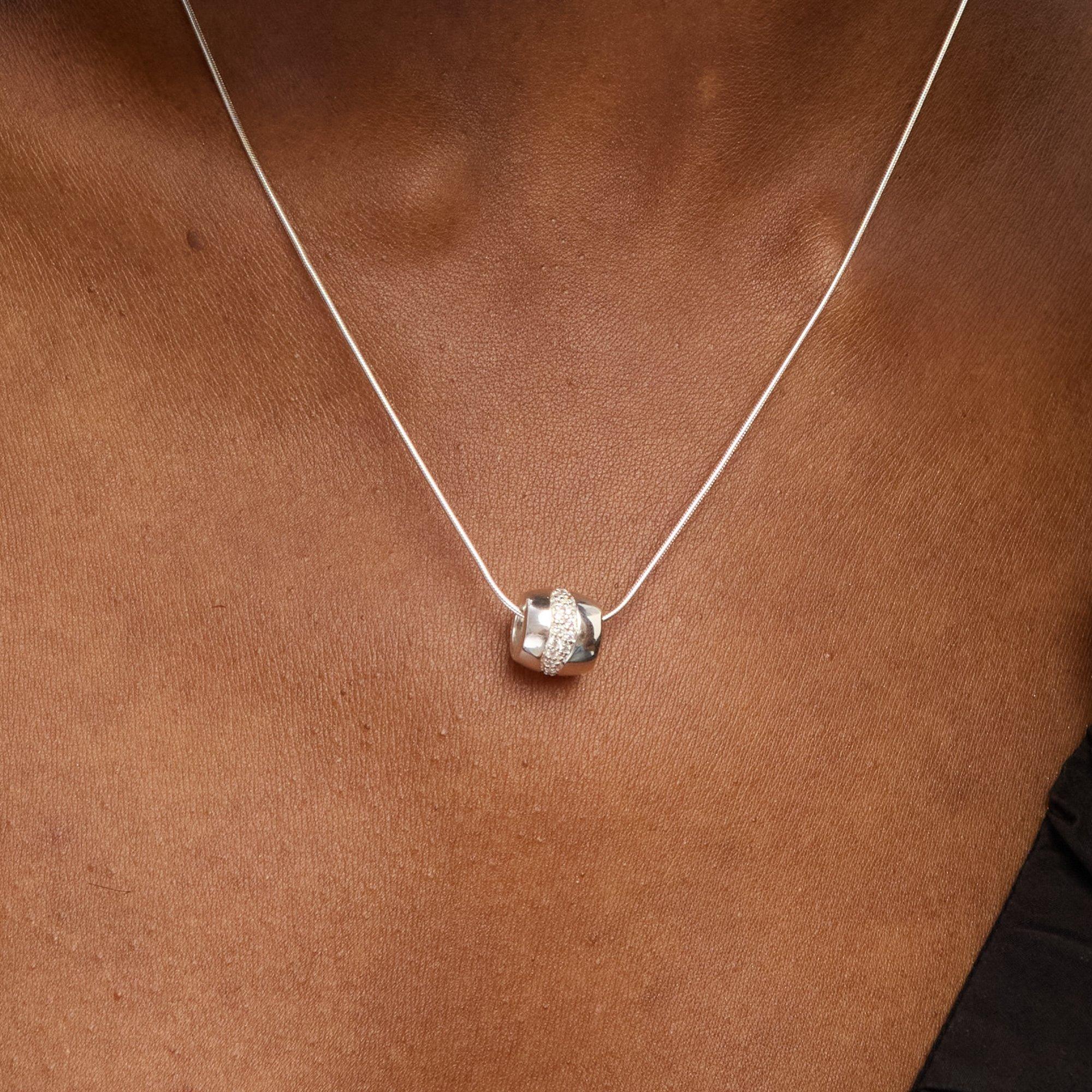 Silver - Simply Silver - Sterling Silver 925 Polished & Pave Charm Pendant - 2