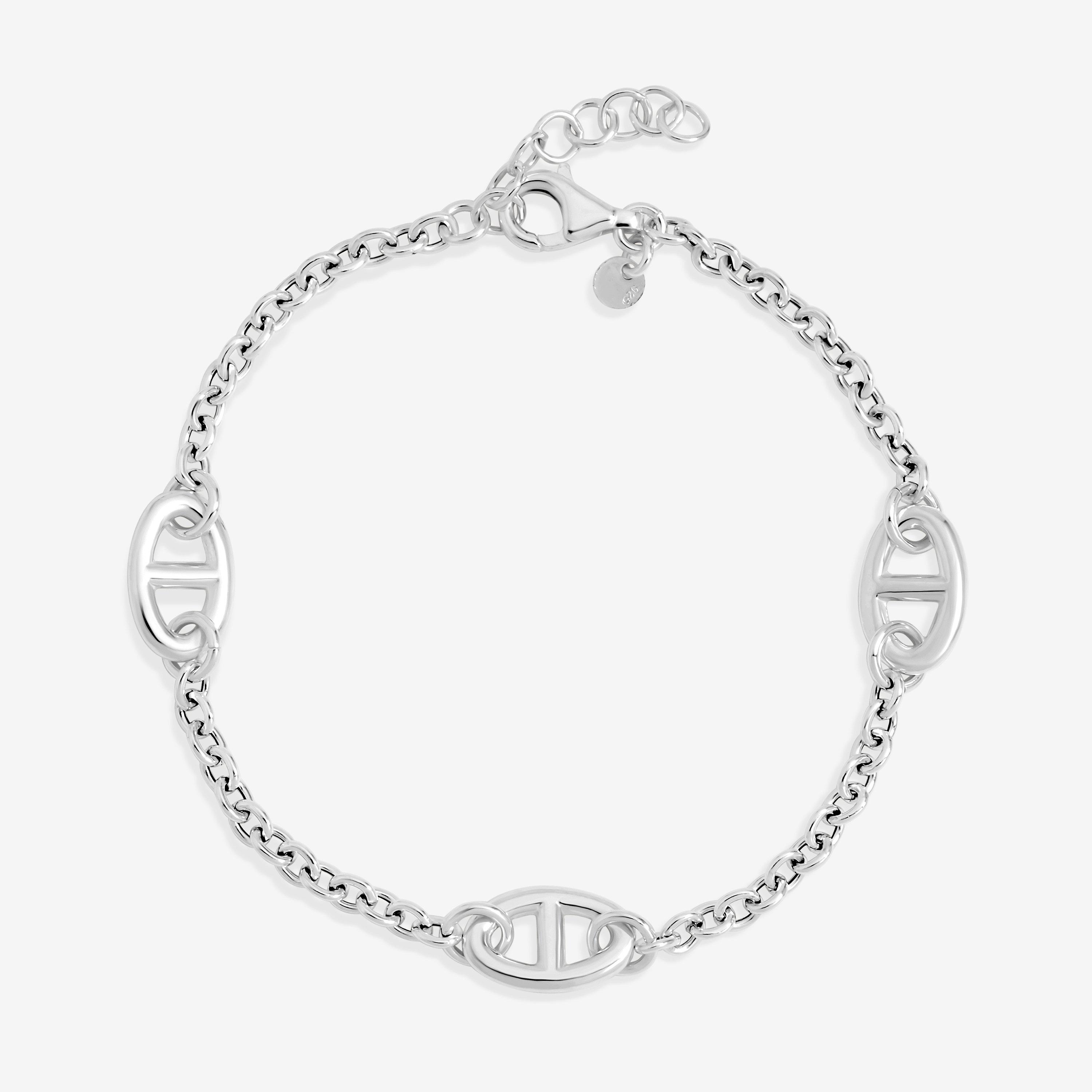 Silver - Simply Silver - Sterling Silver 925 Polished Marine Link Bracelet - 1