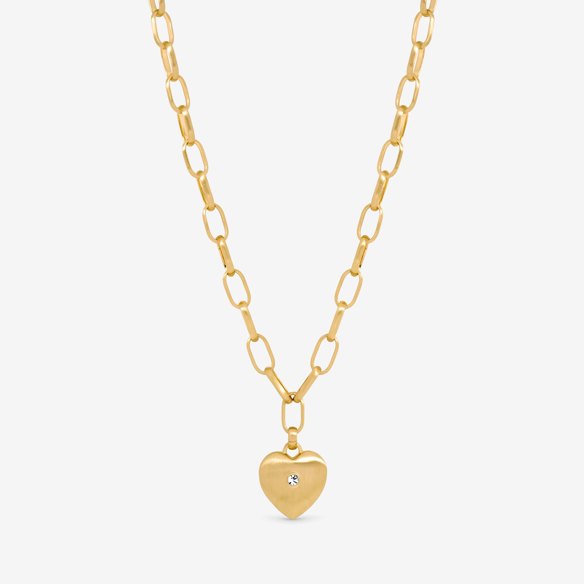 Gold - Jon Richard - Gold Plated Heart & Crystal Necklace - Gift Pouch - 1