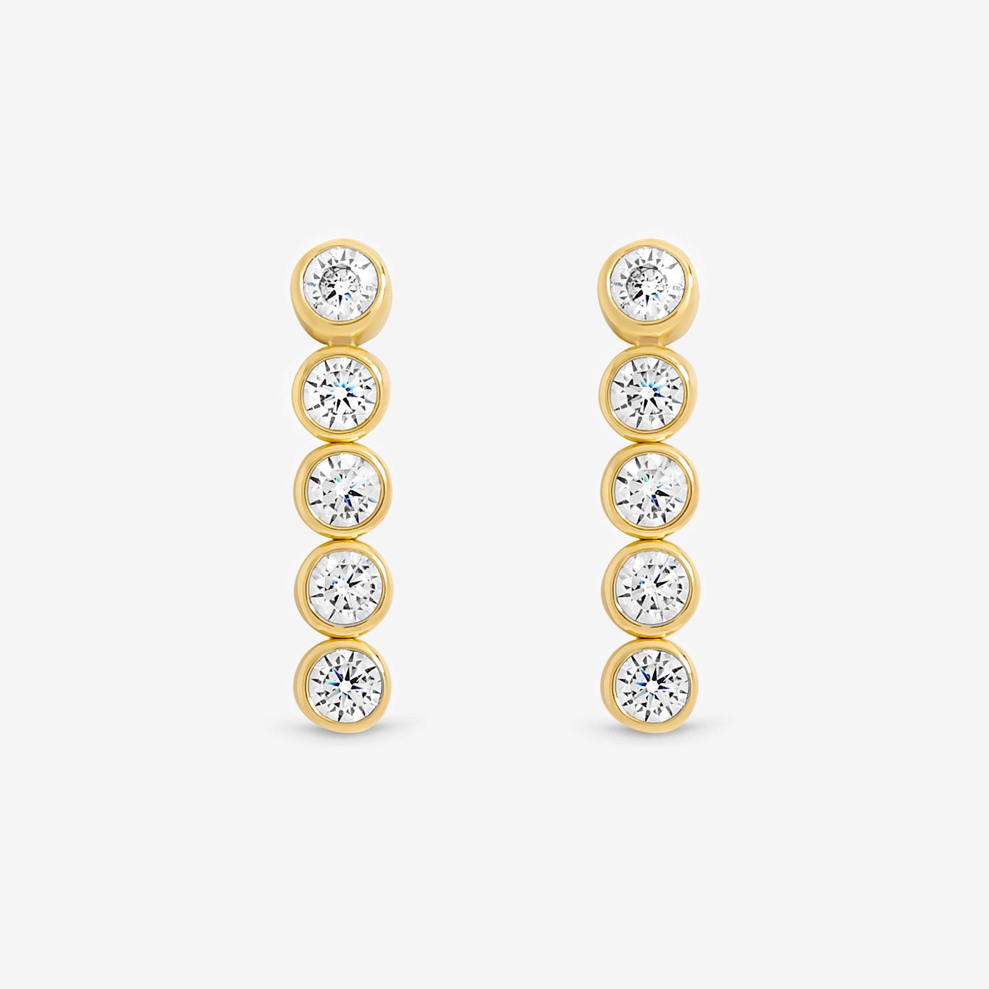 Gold - Jon Richard - 14K Gold Plated CZ Tennis Earrings - Gift Box - 2