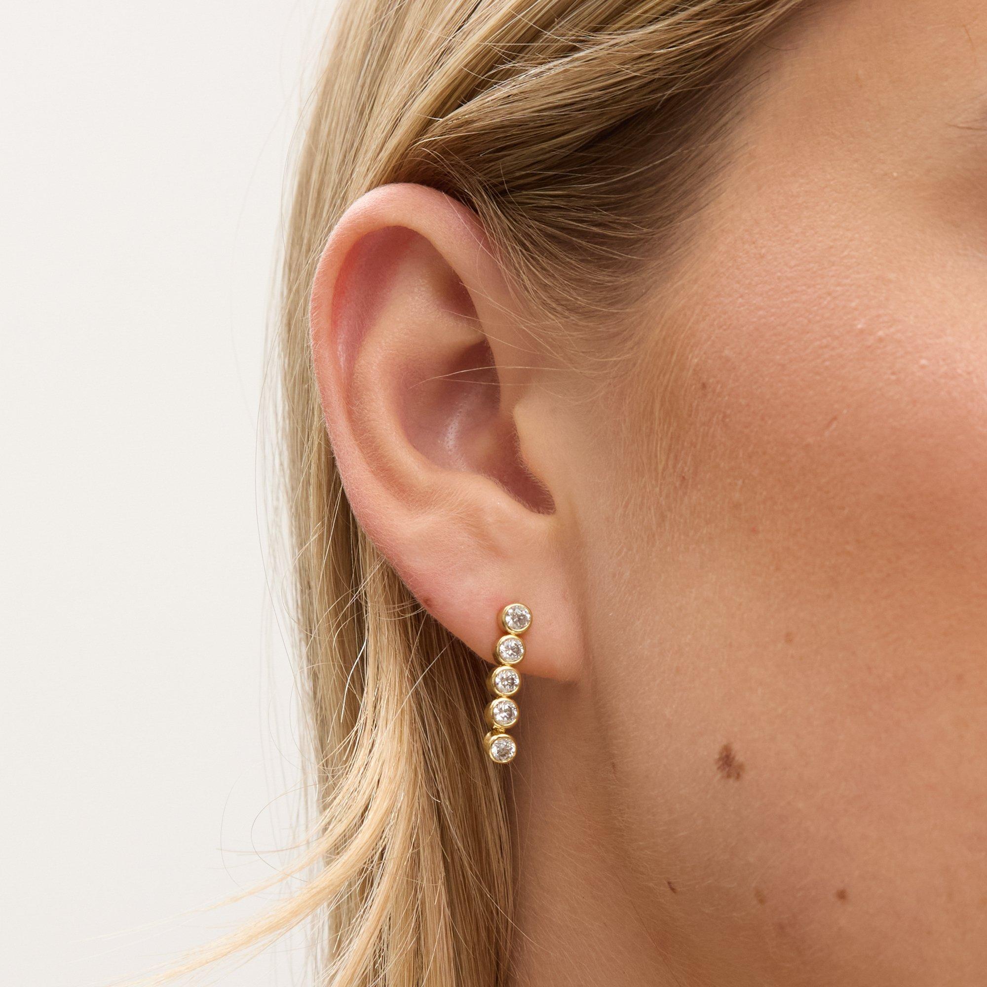 Gold - Jon Richard - 14K Gold Plated CZ Tennis Earrings - Gift Box - 3