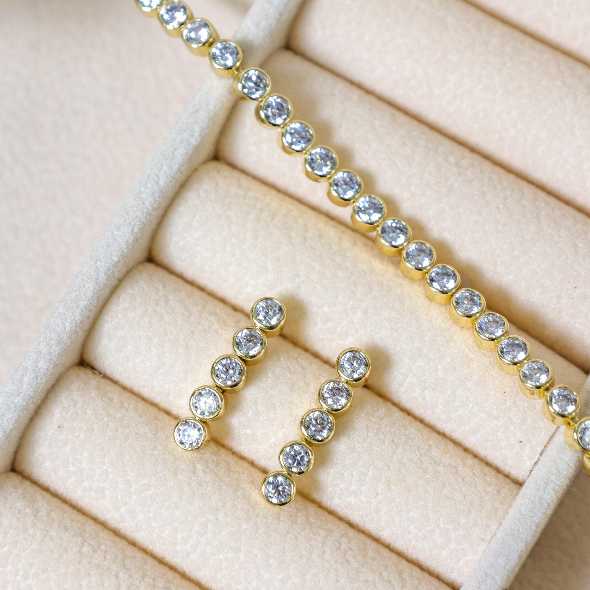 Gold - Jon Richard - 14K Gold Plated CZ Tennis Earrings - Gift Box - 4