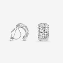 Jon Richard Rhodium Plated Multirow Crystal Clip Earrings