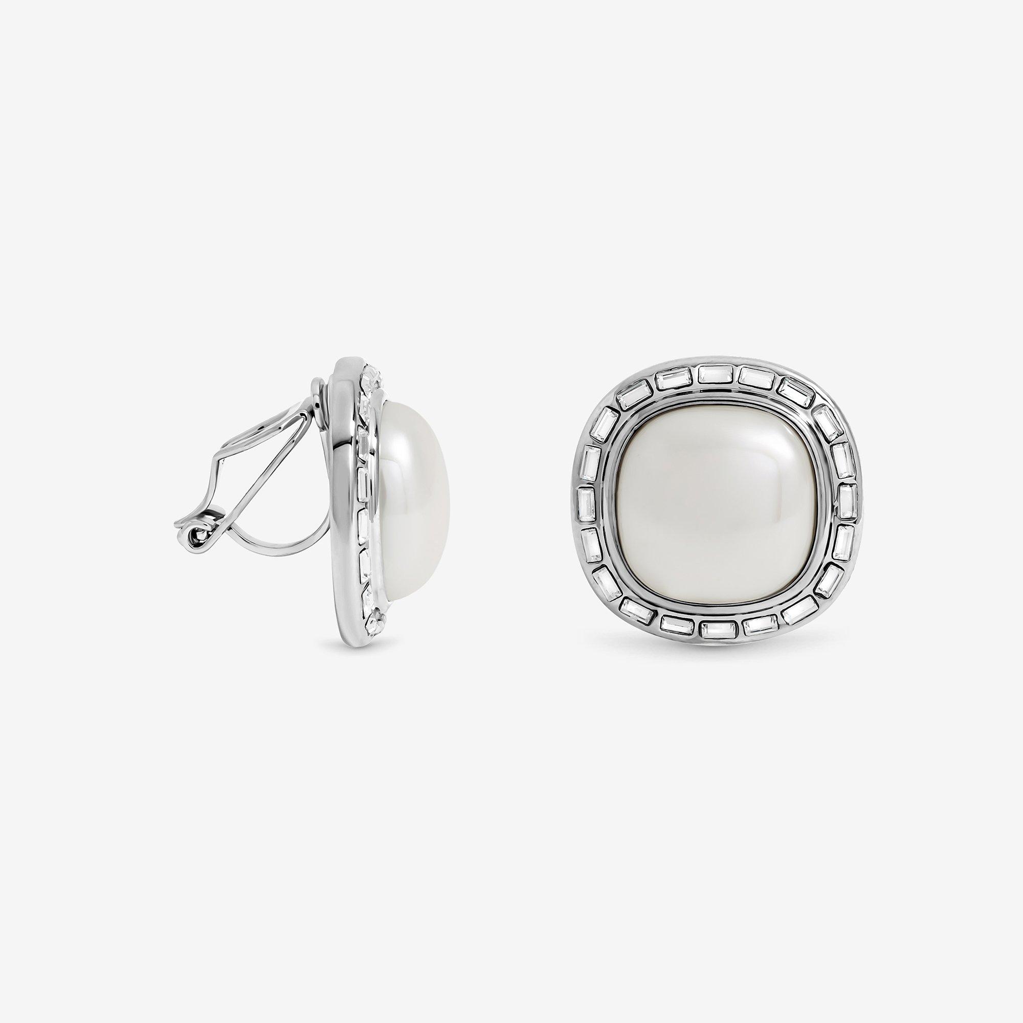 Jon Richard Rhodium Plated & Pearl Clip Earrings