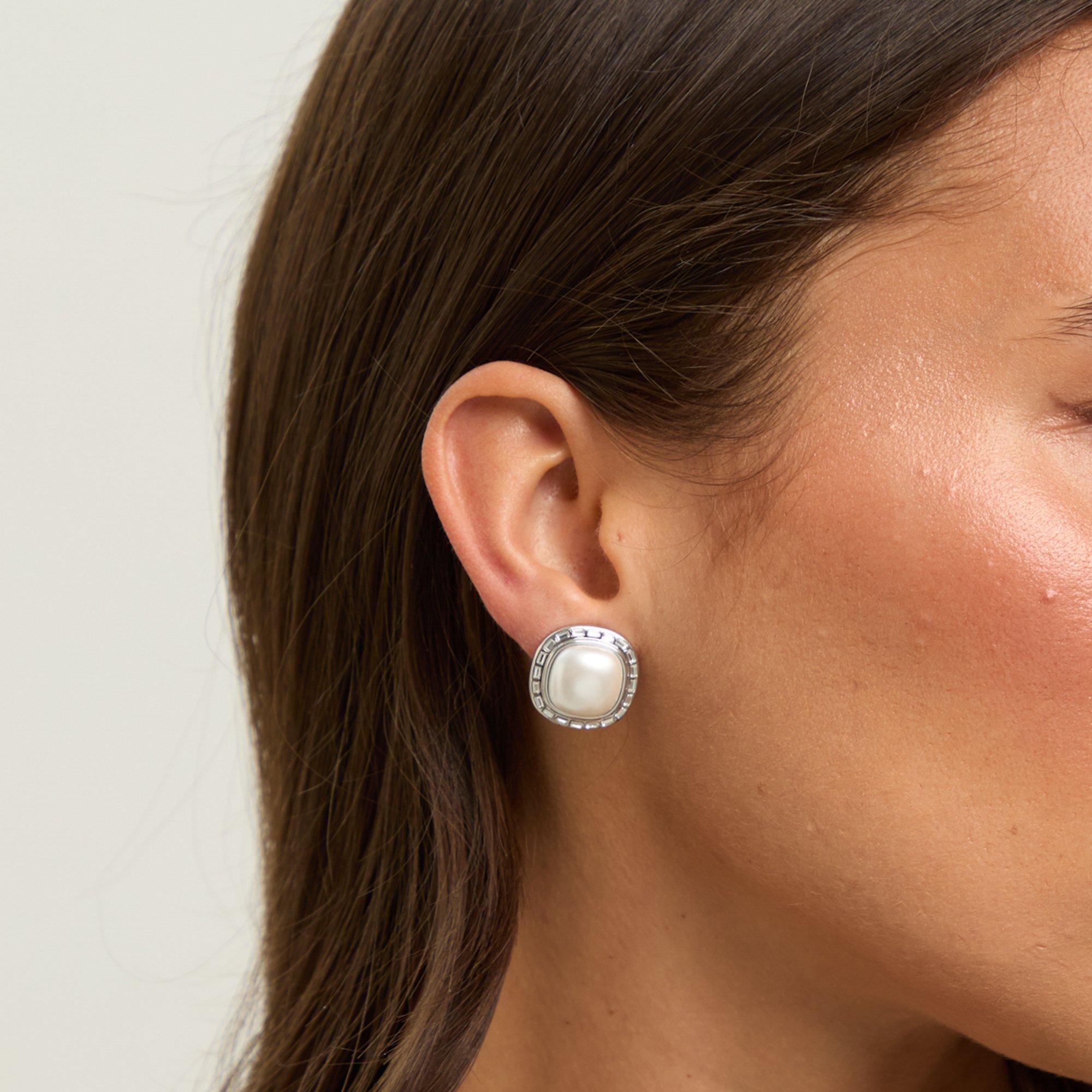 Silver - Jon Richard - Rhodium Plated & Pearl Clip Earrings - 2