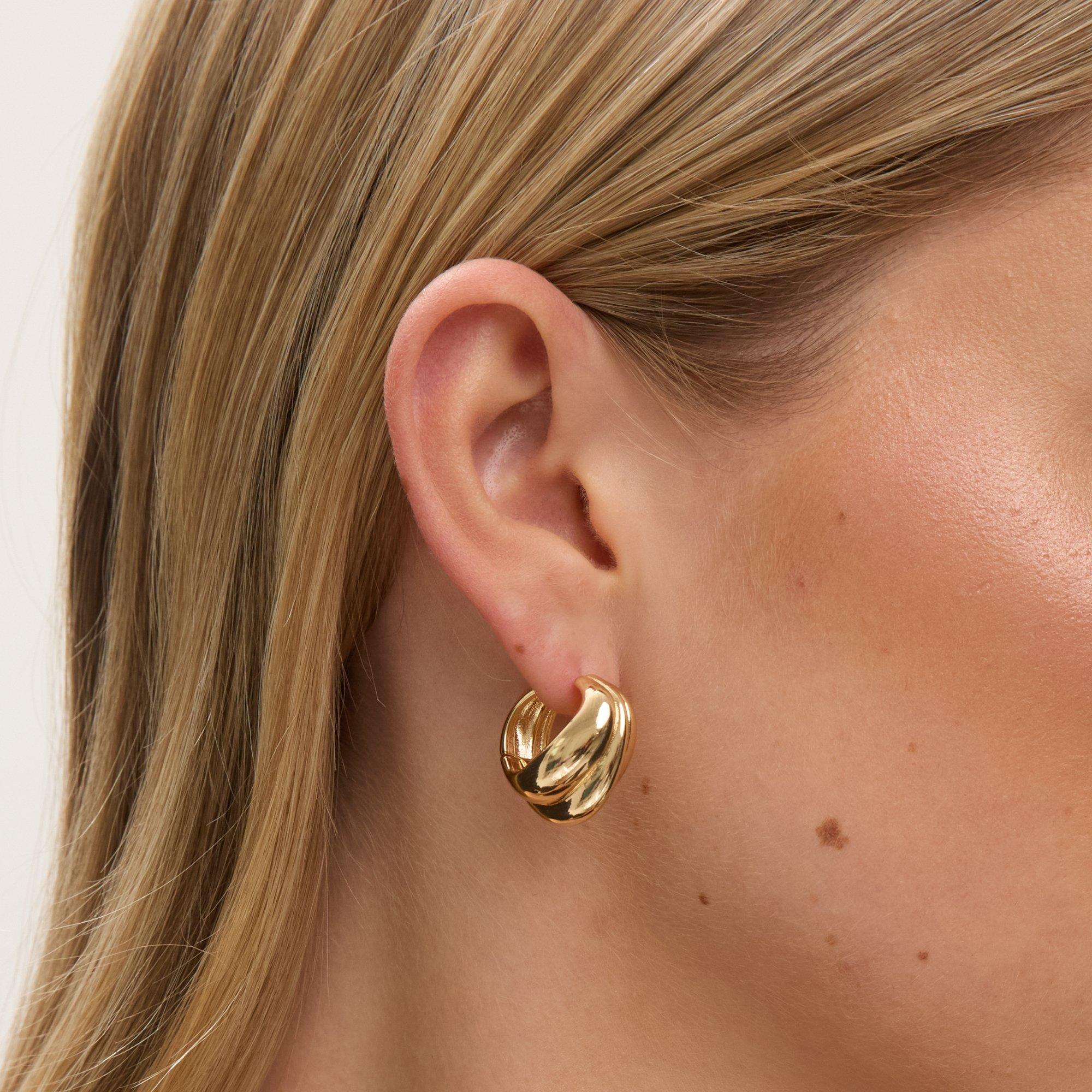 Gold - Jon Richard - Gold Plated Domed Hoops - 3