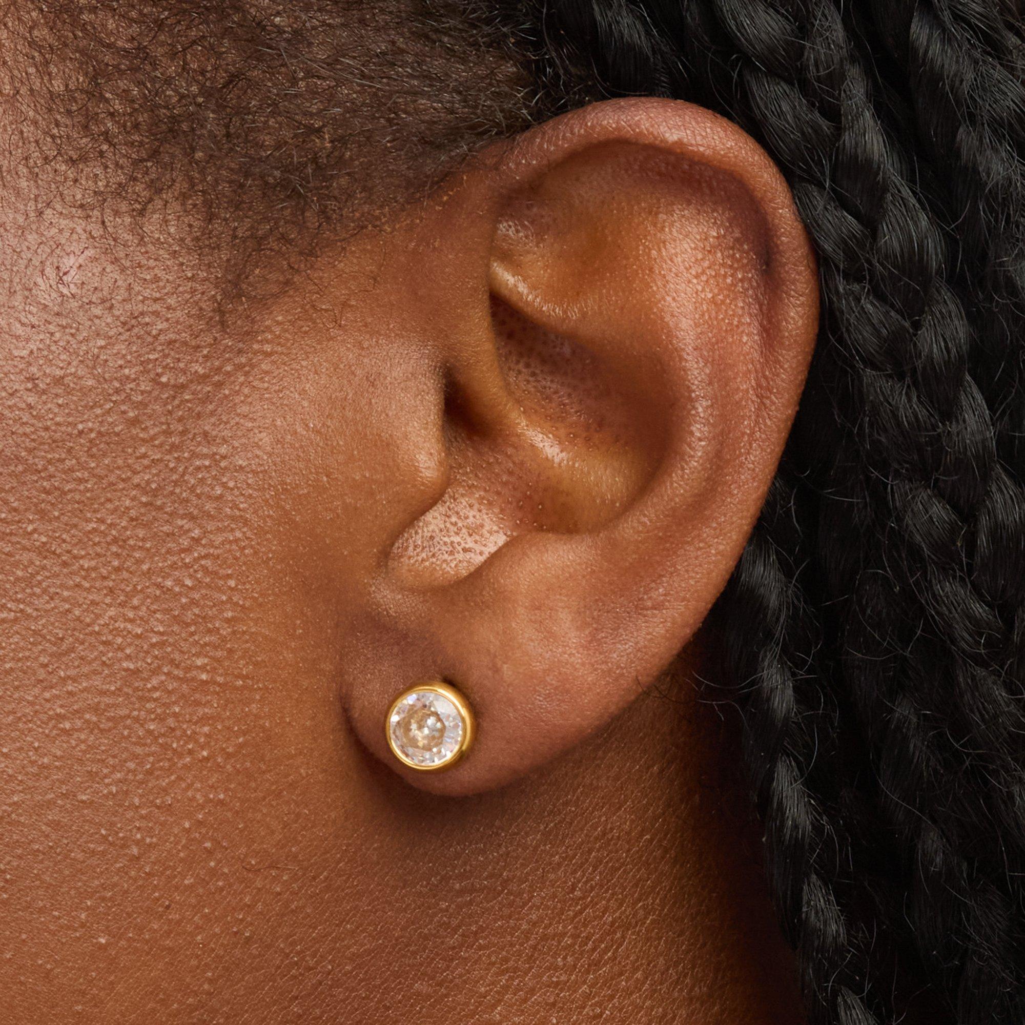 Gold - Jon Richard - Waterproof Gold Plated Crystal Besel Studs - 2