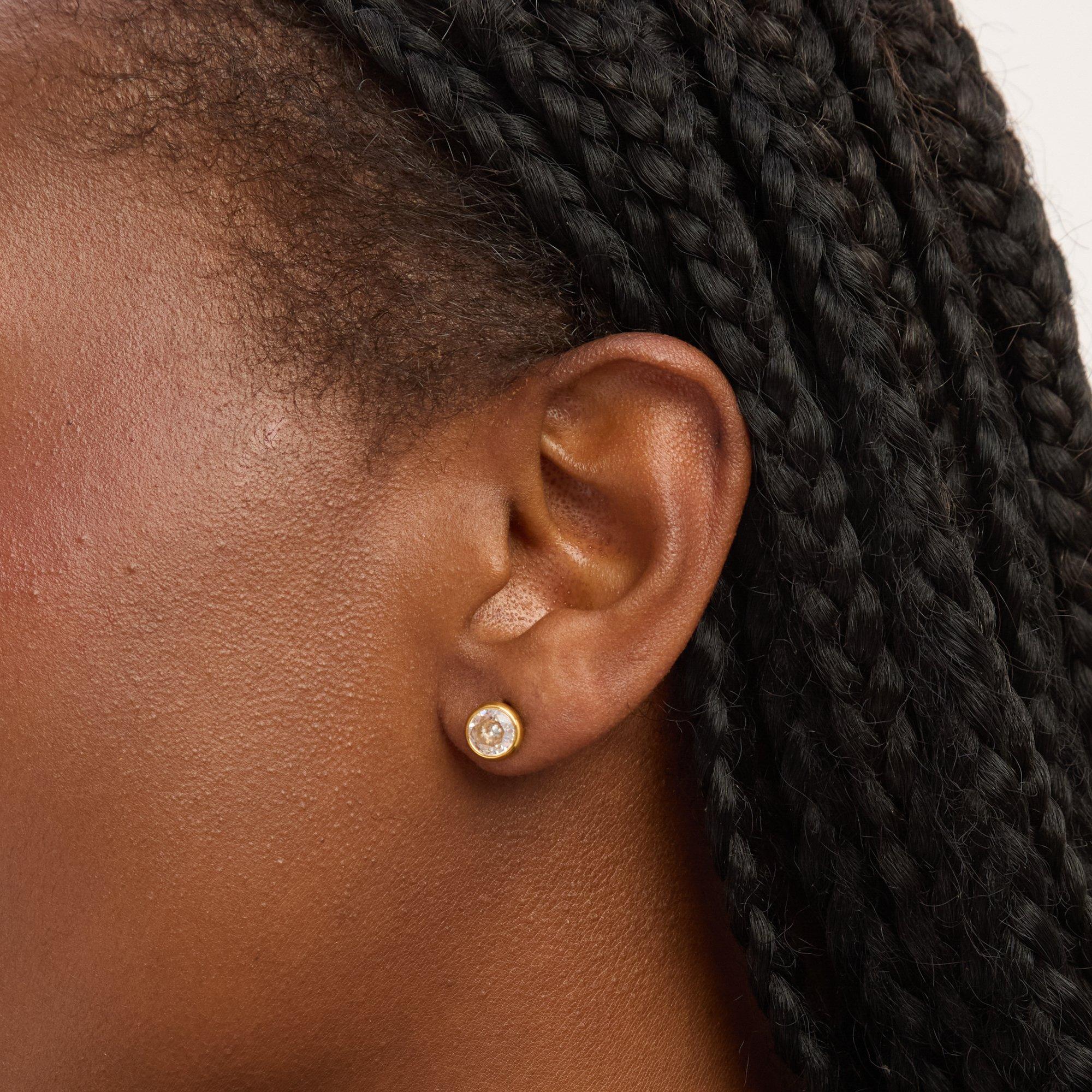 Gold - Jon Richard - Waterproof Gold Plated Crystal Besel Studs - 3