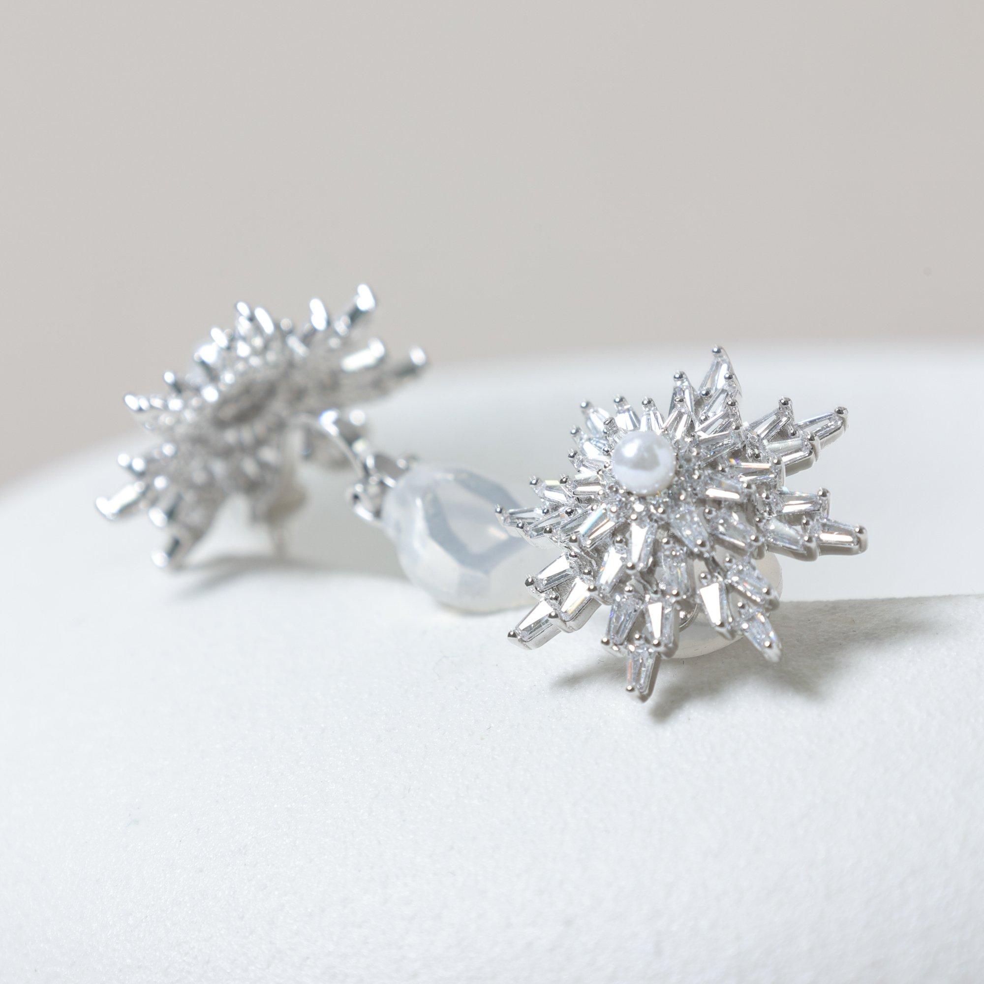 Silver - Jon Richard - Rhodium Plated Crystal & Pearl Star Clip Earrings - 3