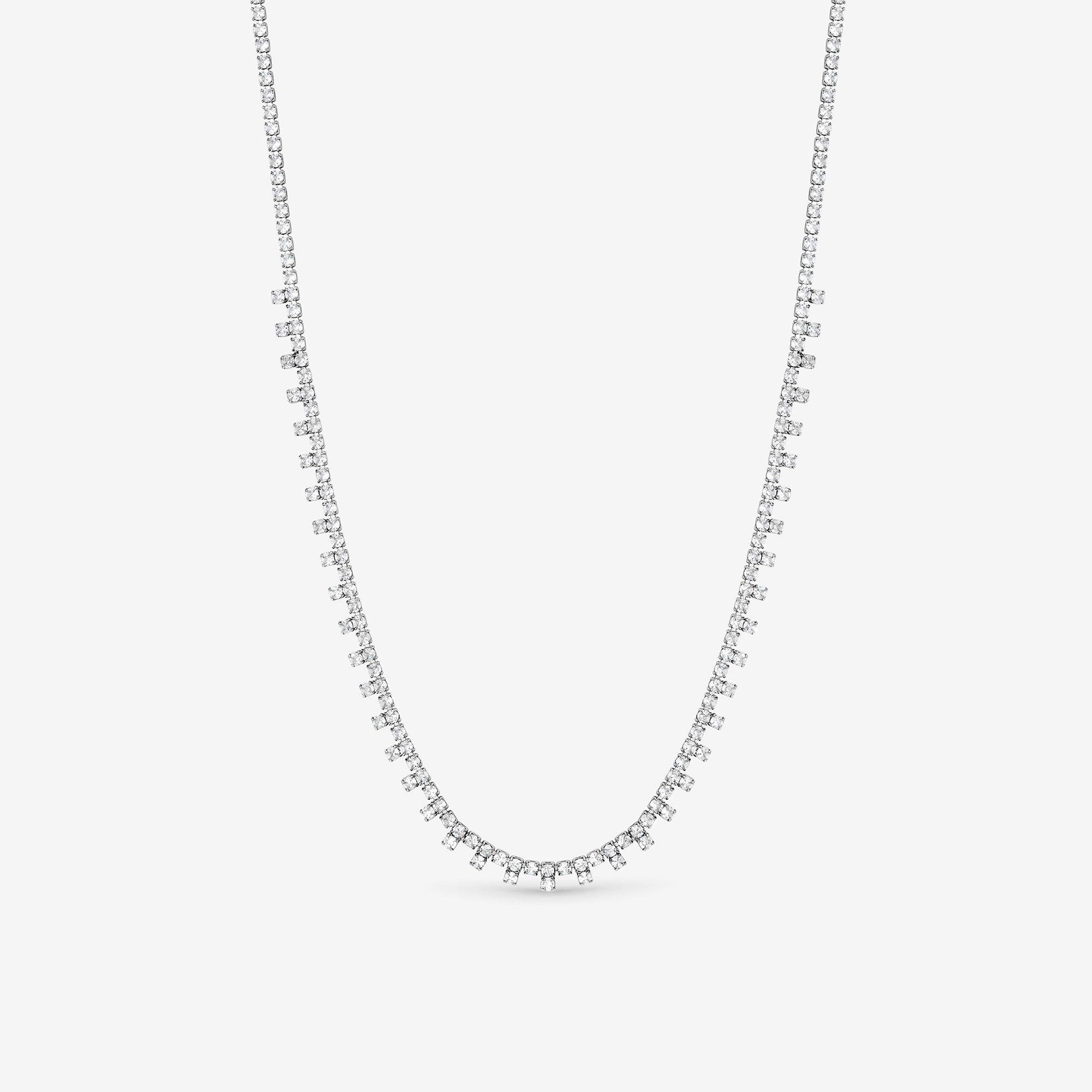 Silver - Jon Richard - Rhodium Plated CZ Fine Drop Necklace - 1