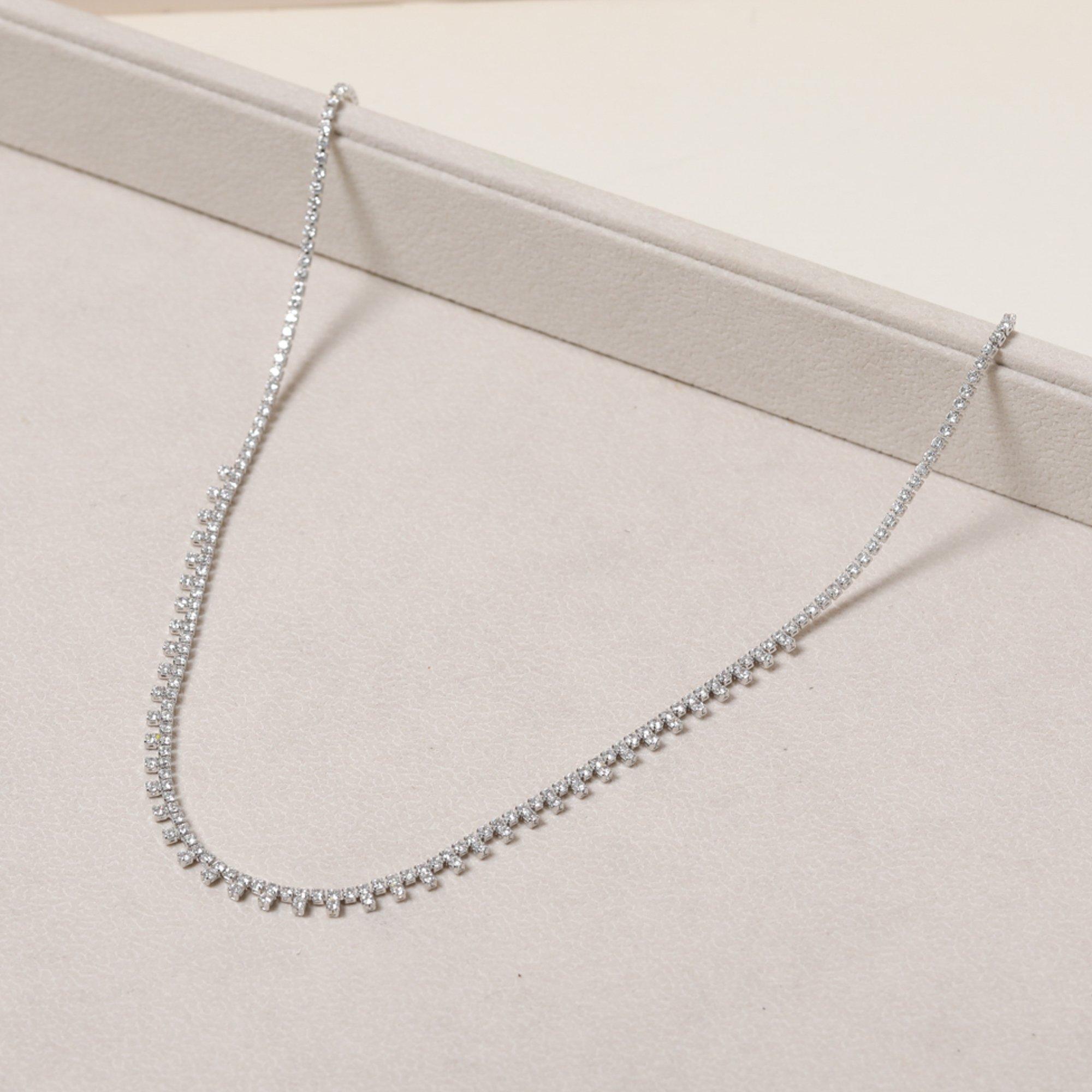 Silver - Jon Richard - Rhodium Plated CZ Fine Drop Necklace - 3