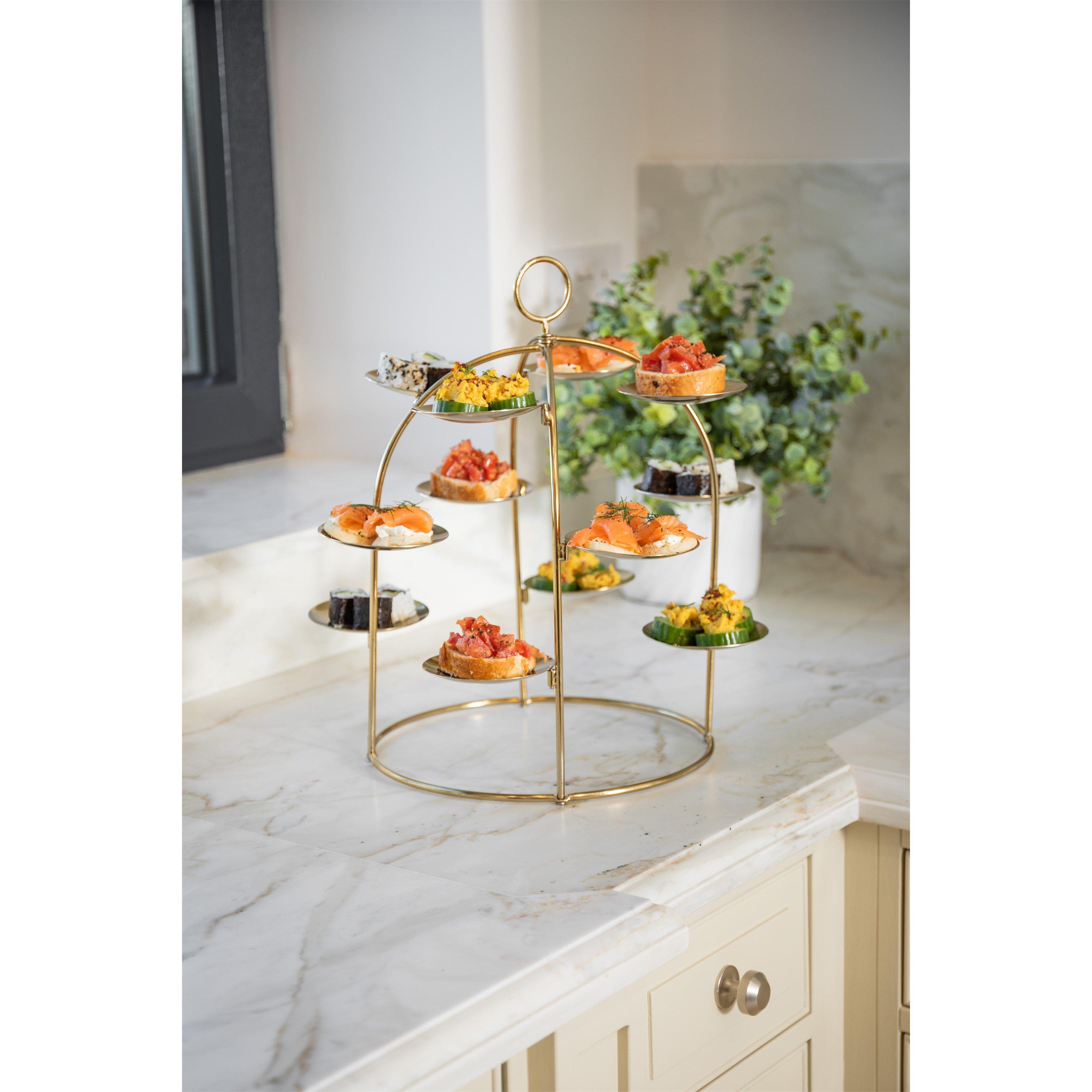 Gold - Artesa - Artesa Brass Canape Serving Tree - 3