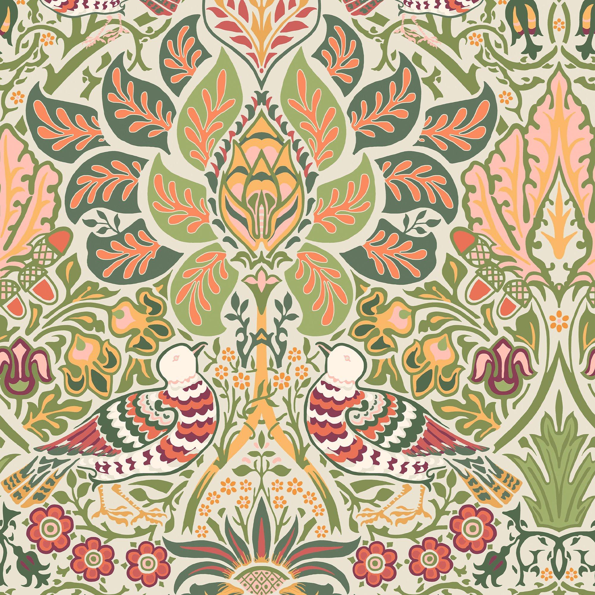 Olive - William Morris at Home - Dove & Rose Olive Wallpaper - 2