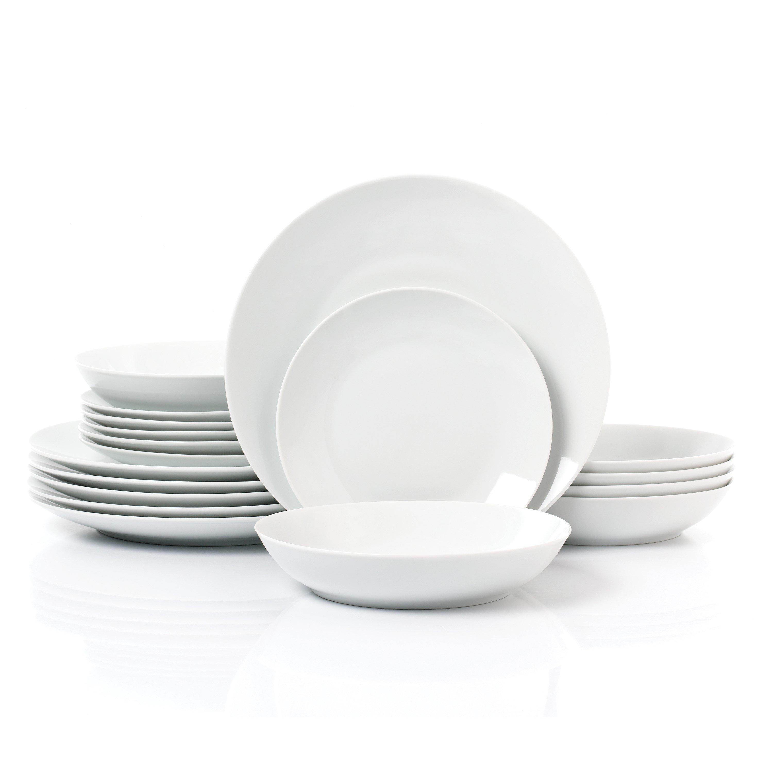 White - Waterside - 18pc White Everyday Round Dinner Set - 1