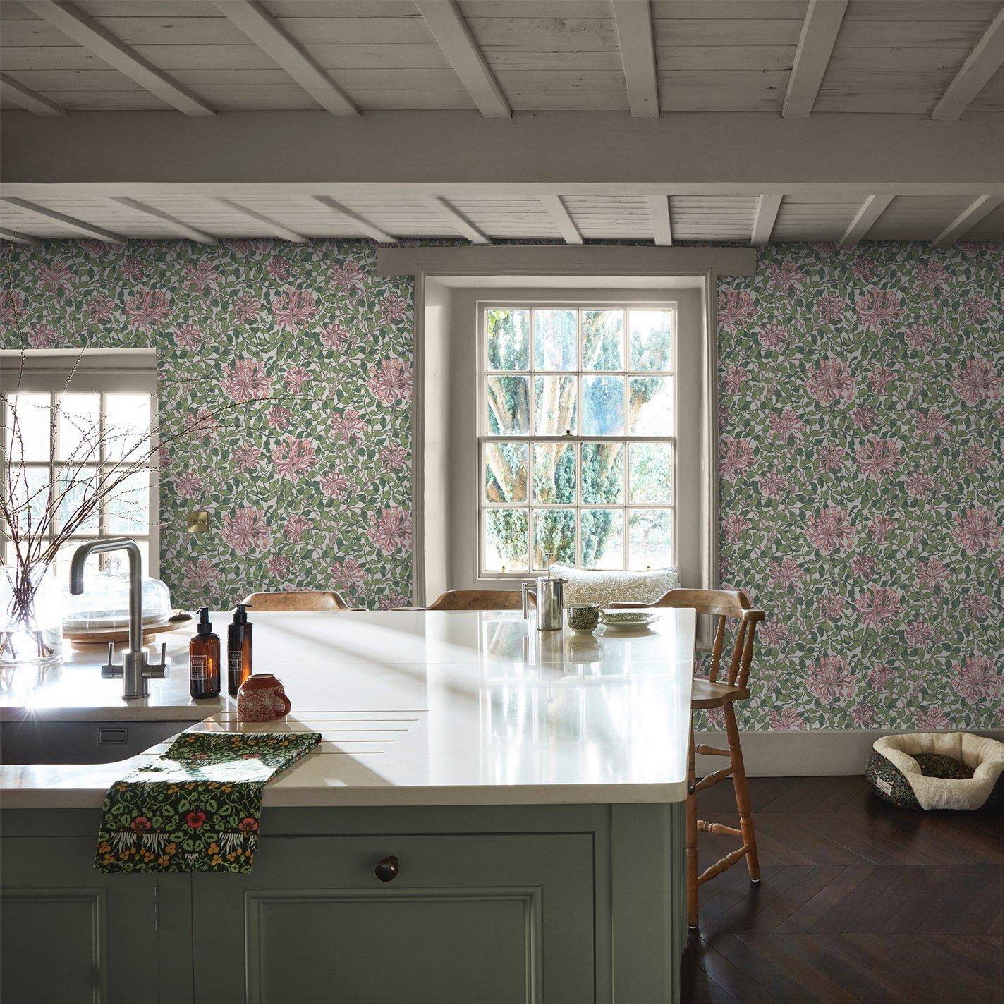 William Morris At Home  Honeysuckle Wallpaper Blossom