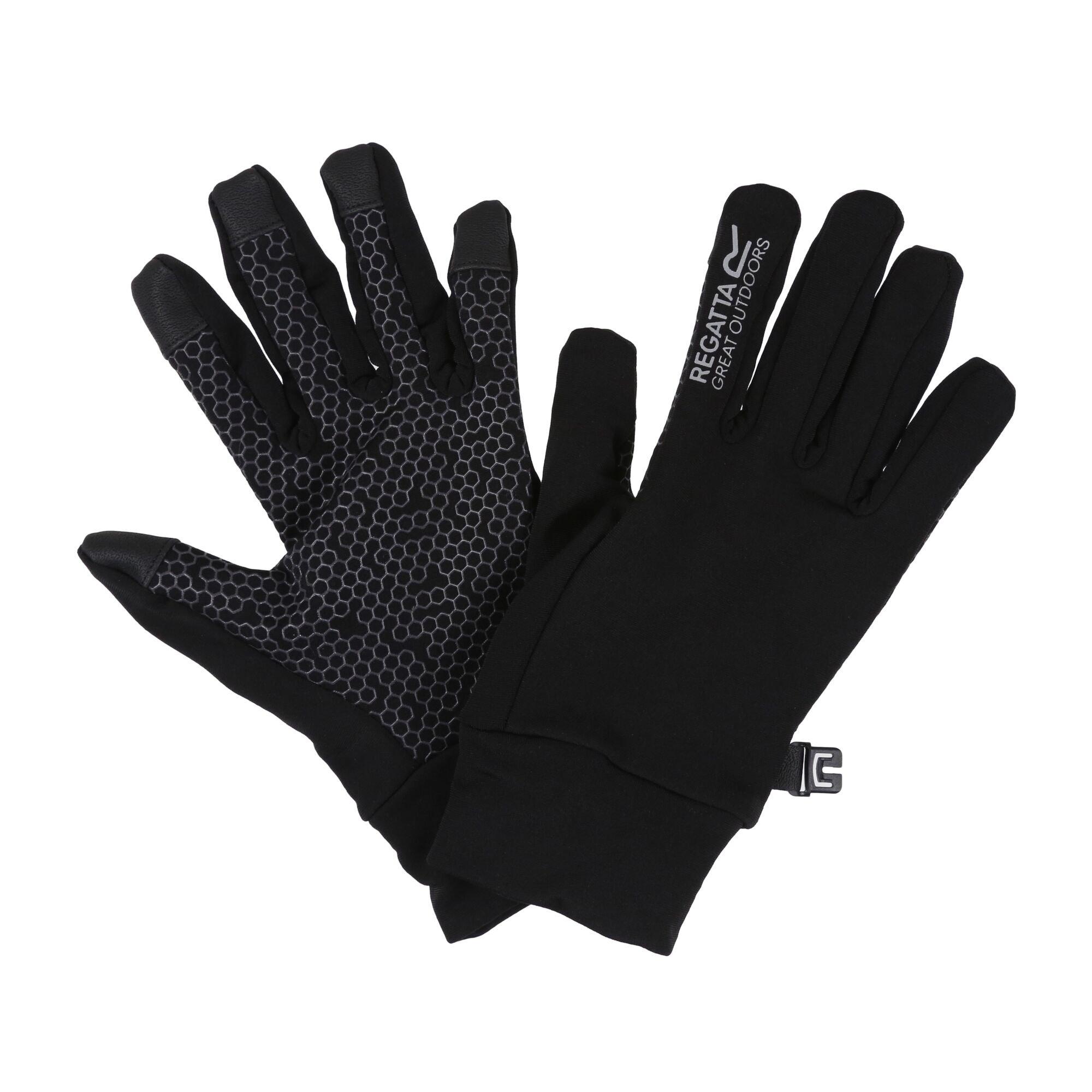 Regatta  Kids Grippy Gloves Ii - Black Dark Grey - 11-13yrs