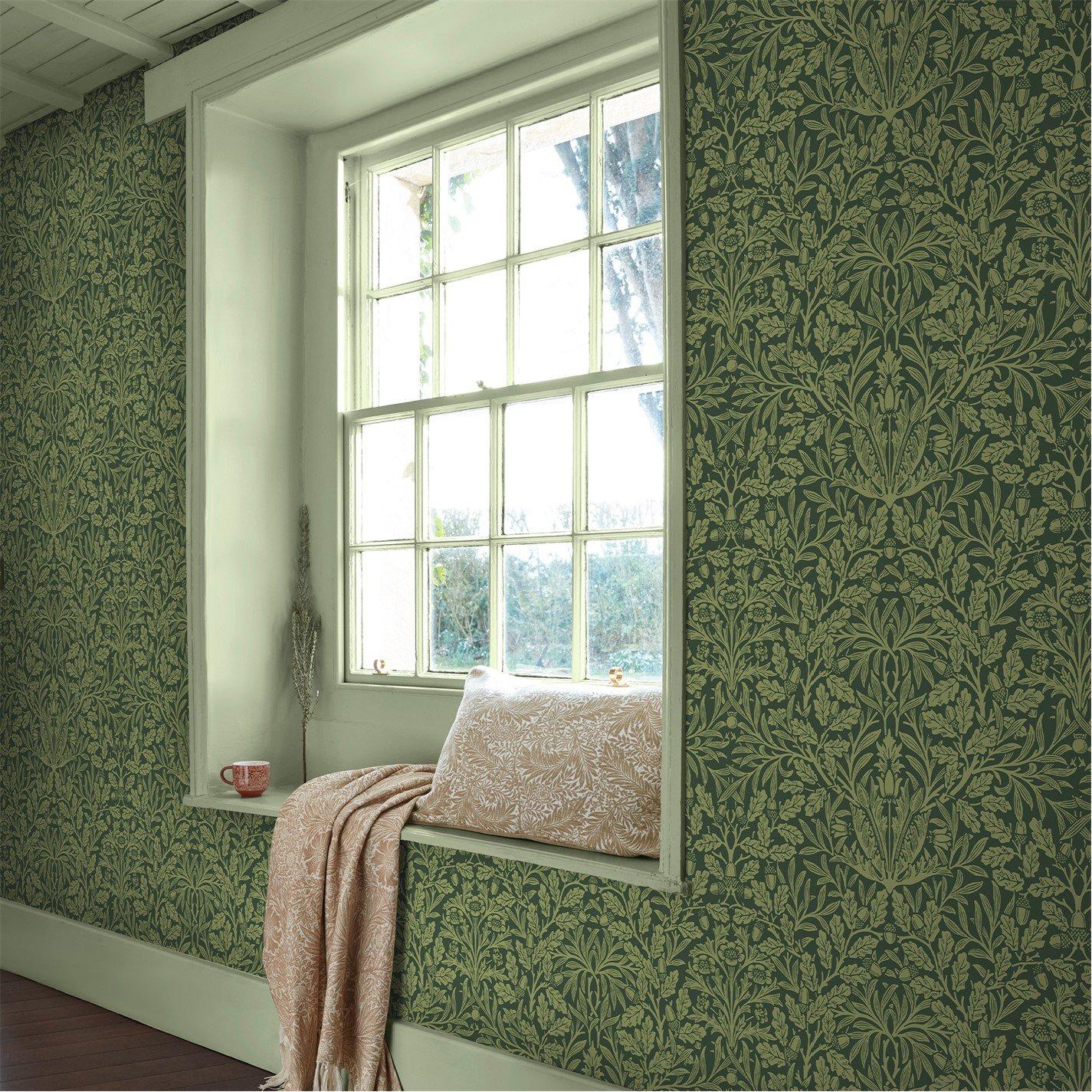 William Morris At Home  Acorn Wallpape Garden Green