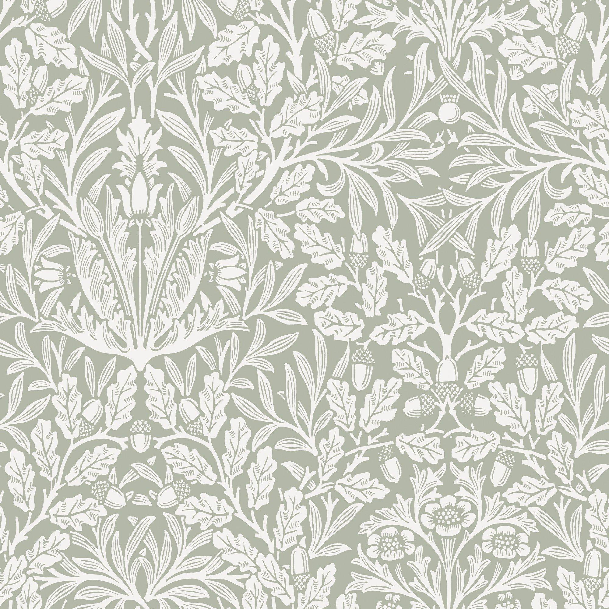 Sage - William Morris at Home - Acorn Sage Wallpaper - 2