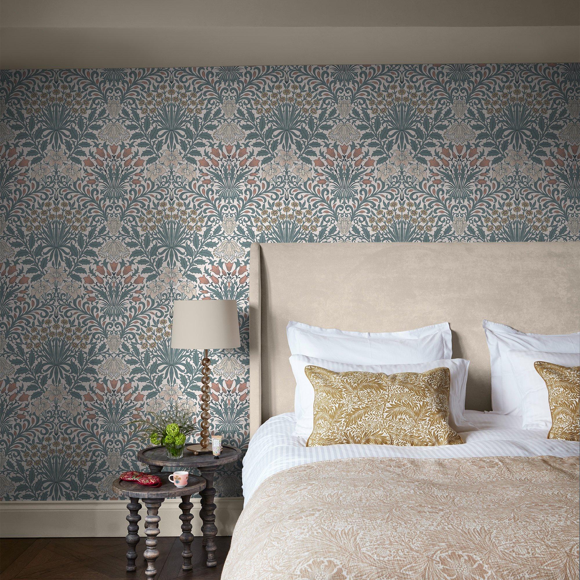 Dusty Blue - William Morris at Home - Garden Dusty Blue Wallpaper - 1