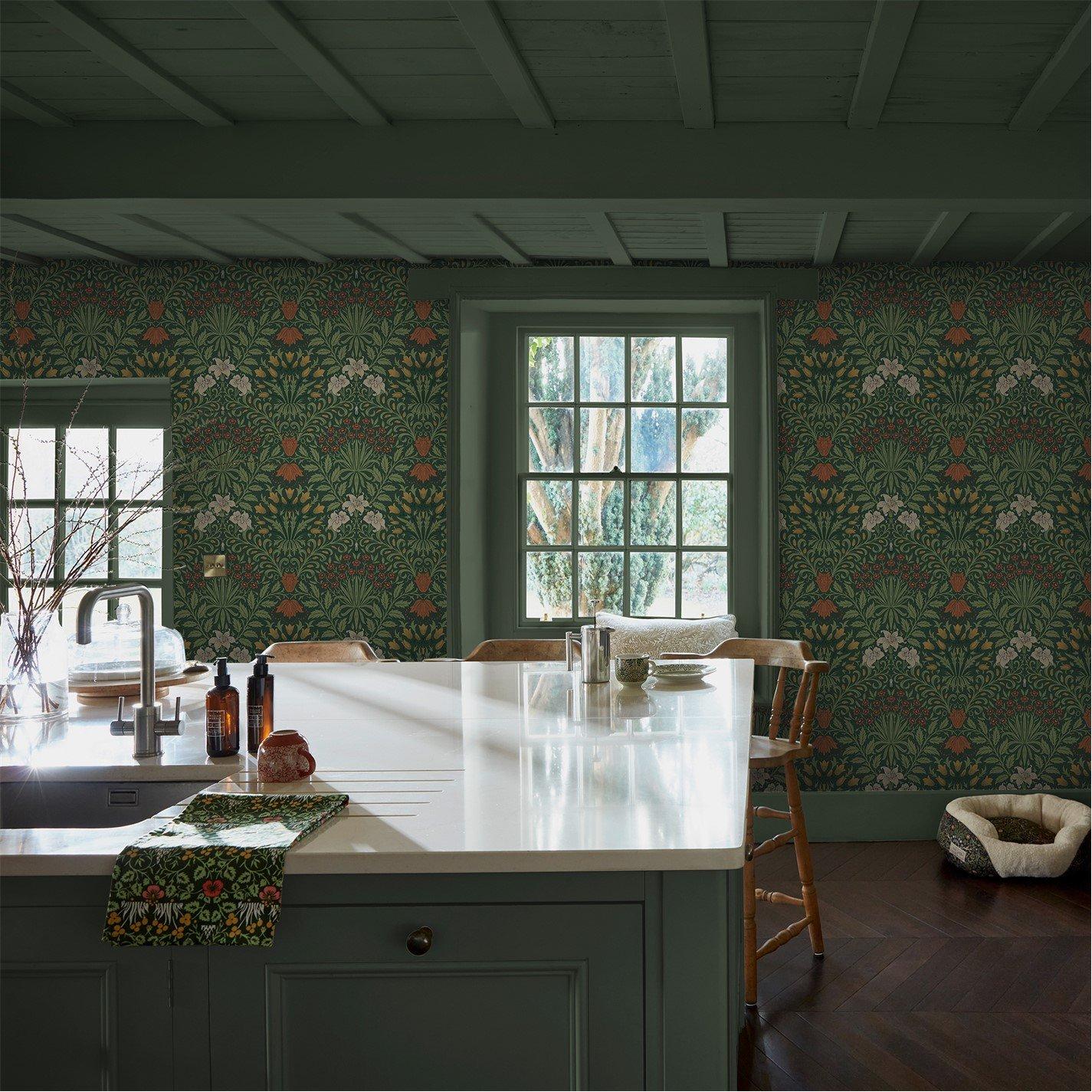 William Morris At Home  Garden Wallpaper Moss Green