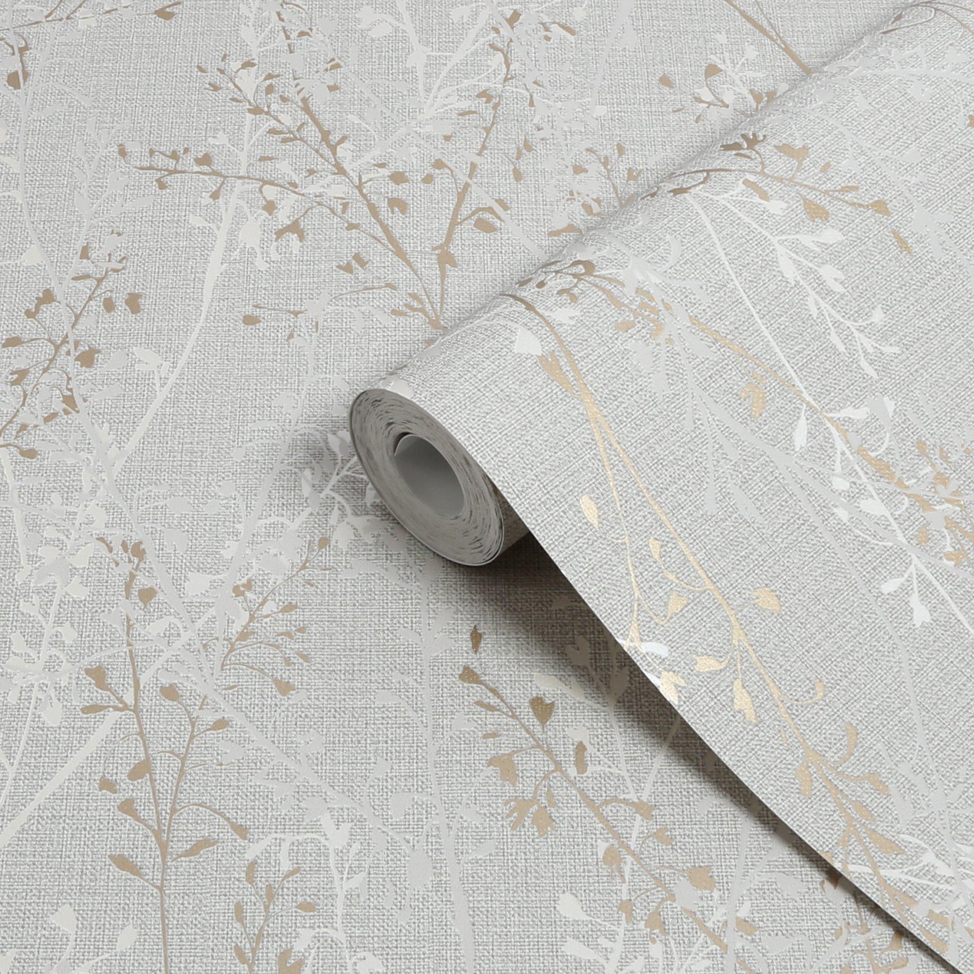 White - Boutique - Boutique Breeze Sprig Floral Pearl Wallpaper - 3