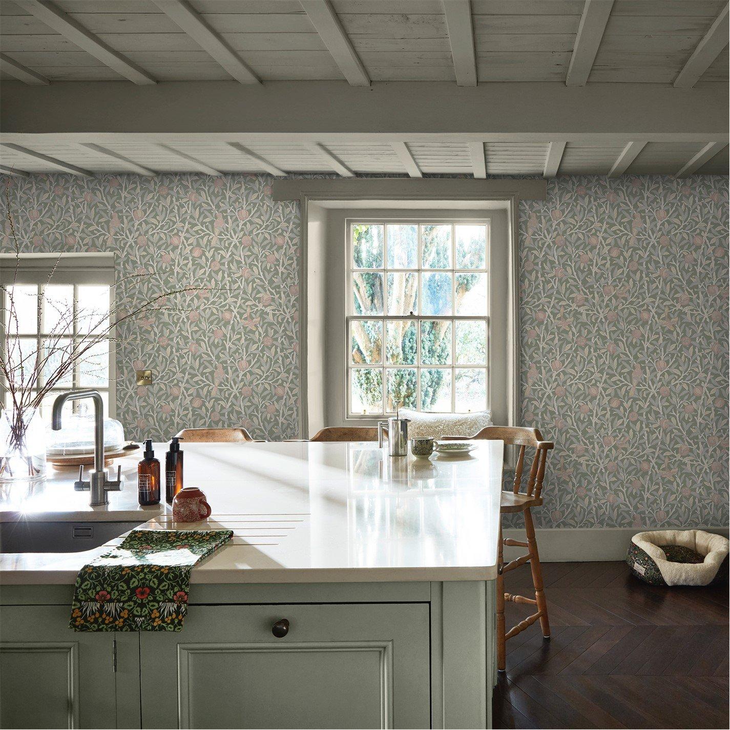 William Morris At Home  Bird & Pomegranate Wallpaper Rose Garden