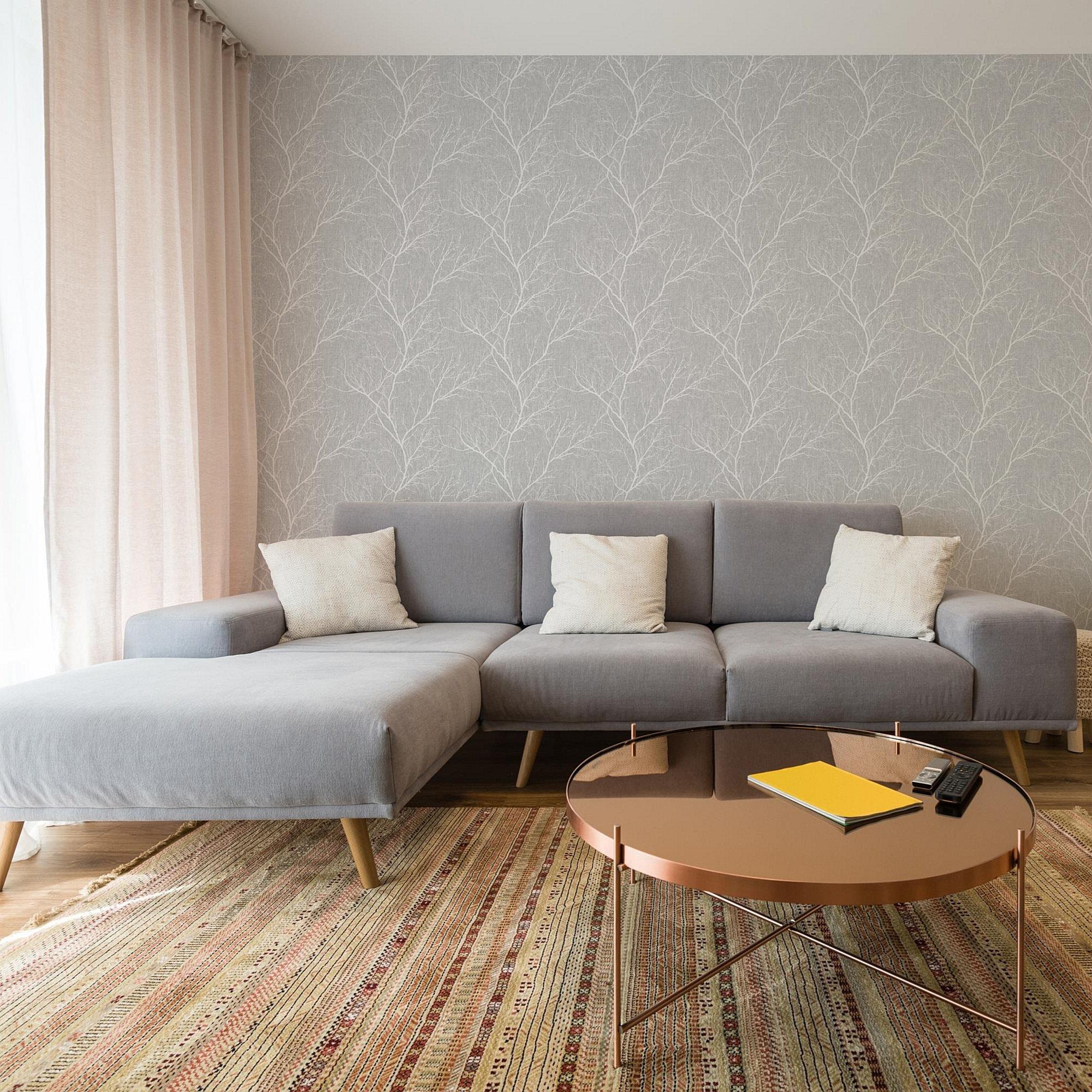 Grey - Fresco - Fresco Winter Tree Grey Wallpaper - 1